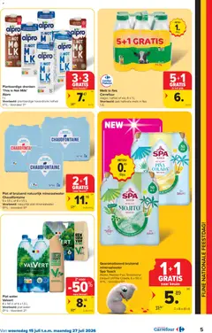 Melk in fles, Carrefour, mager, halfvol of vol, 6 x 1 L, Voorbeeld: pak halfvolle melk in fles - Voorbeeld van een folder van Carrefour, geldig van 15/07/2026 | Pagina: 5