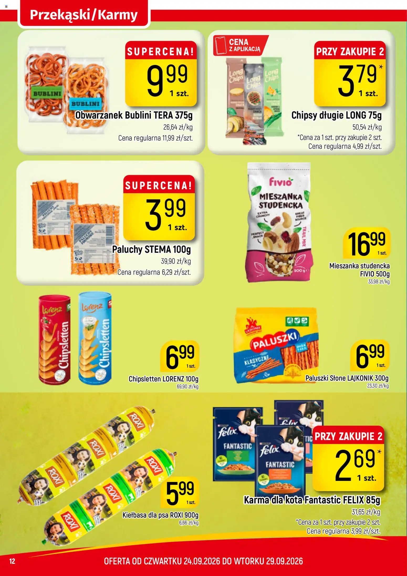 Piotruś Pan gazetka od 24.09.2026 | Strona: 12 | Produkty: Chipsy, Paluszki, Paluszki słone, Karma