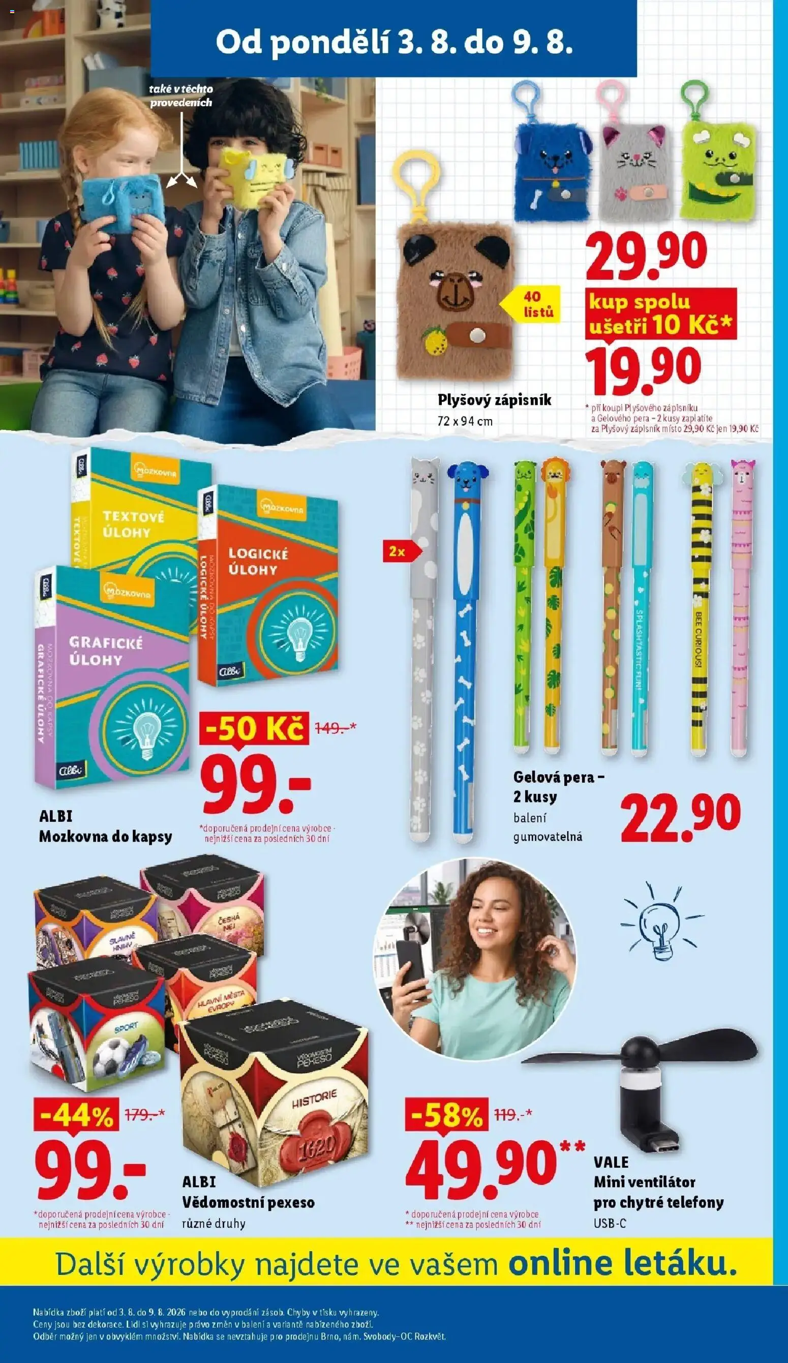 Lidl aktuální leták - Spotřební zboží od 03.08.2026 | Strana: 11 | Produkty: Telefony, Zápisník, Ventilátor