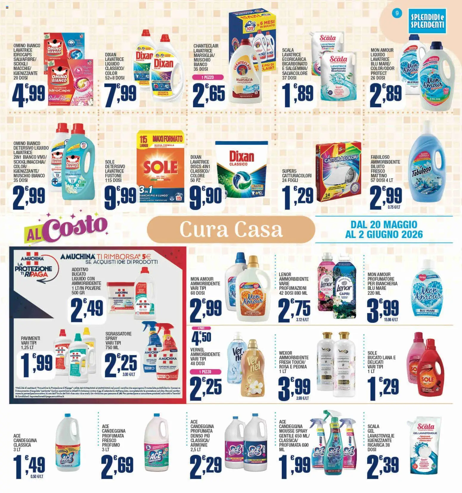 Volantino Splendidi e Splendenti del 20.05.2026 | Pagina: 9 | Prodotti: Candeggina, Bicarbonato, Scala, Profumo