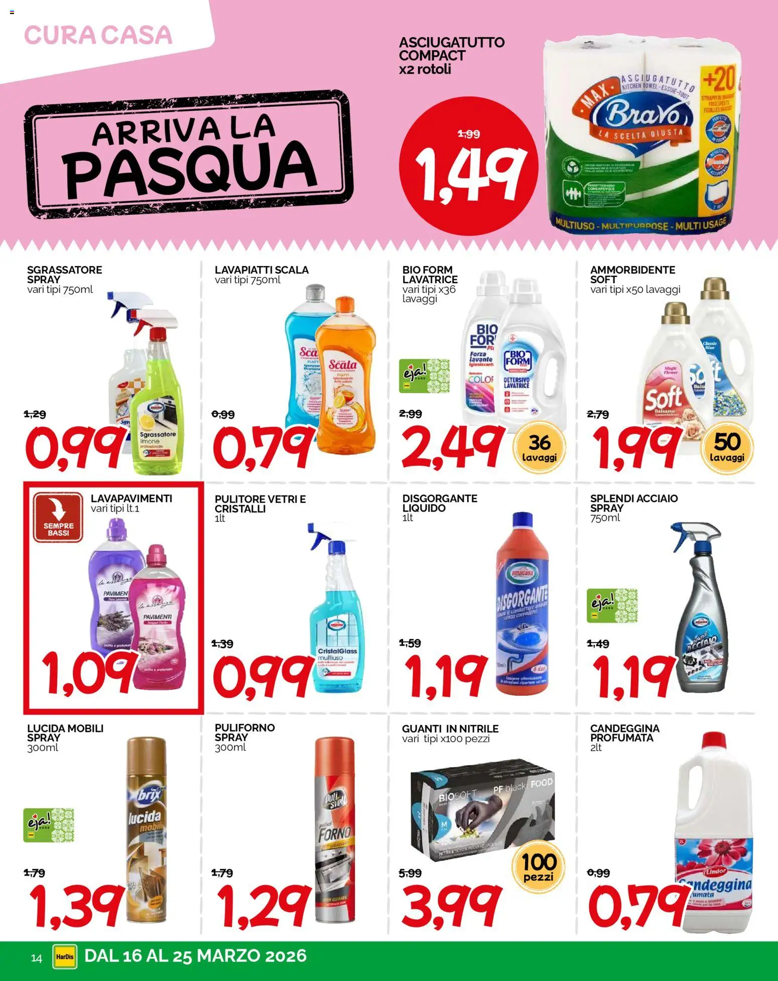 Volantino HarDis del 16.03.2026 | Pagina: 14 | Prodotti: Candeggina, Guanti, Lavatrice, Scala