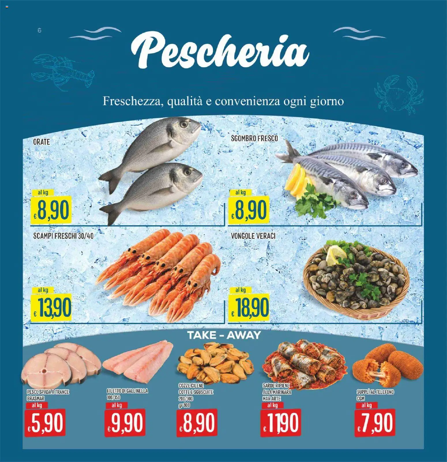 Volantino SISA del 03/09/2026 | Pagina: 6 | Prodotti: Cozze, Filetto, Gallinella, Pesce spada