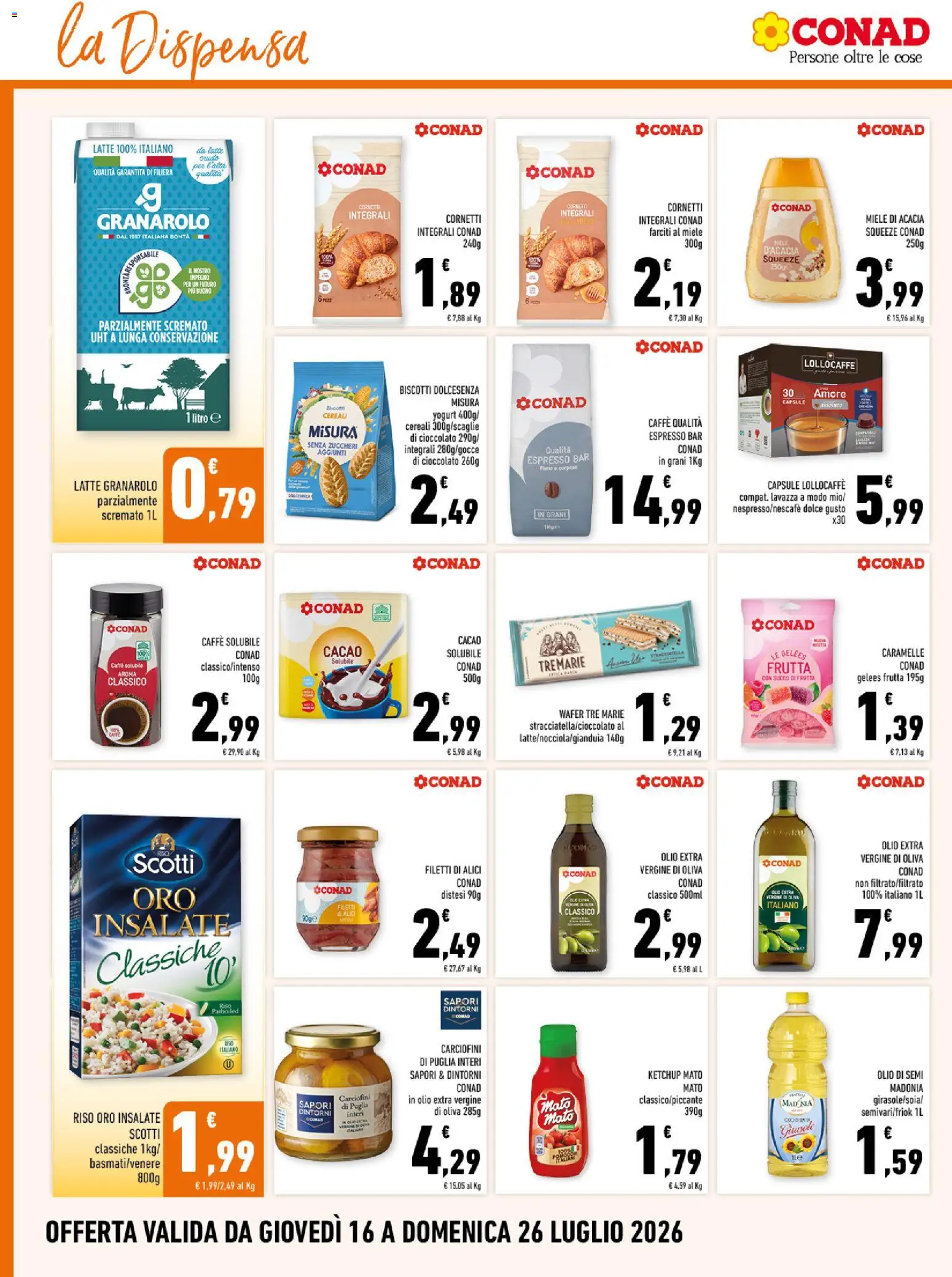 Volantino Conad del 16/07/2026 | Pagina: 12 | Prodotti: Cioccolato, Cereali, Cacao, Miele