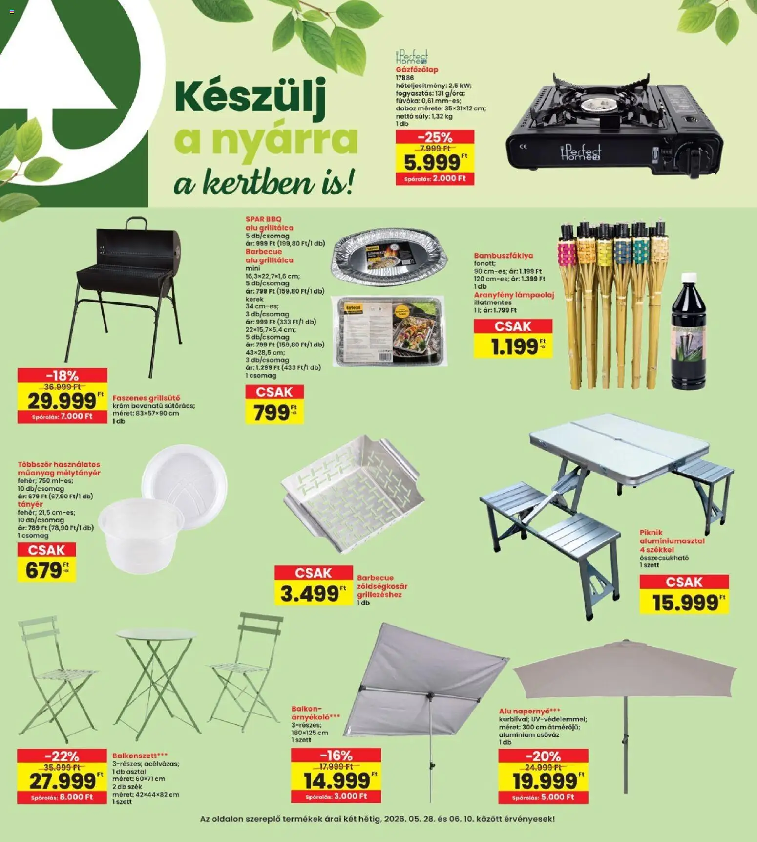 Interspar akciós ujság - amely érvényes a következő dátumtól: 28.05.2026 | Oldal: 39 | Termékek: Grilltálca, Asztal, Szék, Tányér