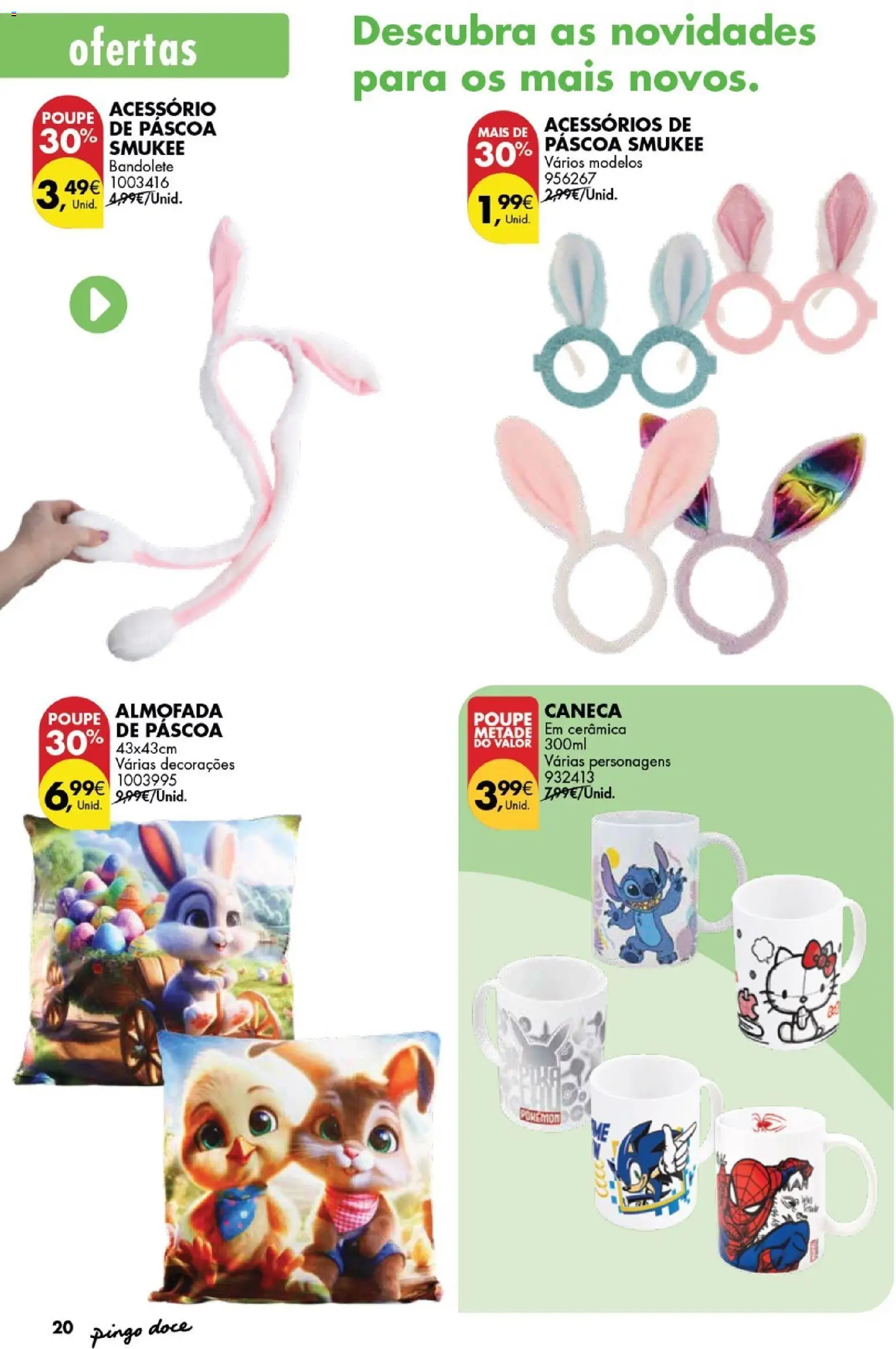 Pingo Doce folheto Bazar Páscoa │ válido de 03.03.2026 | Página: 20 | Produtos: Caneca, Almofada
