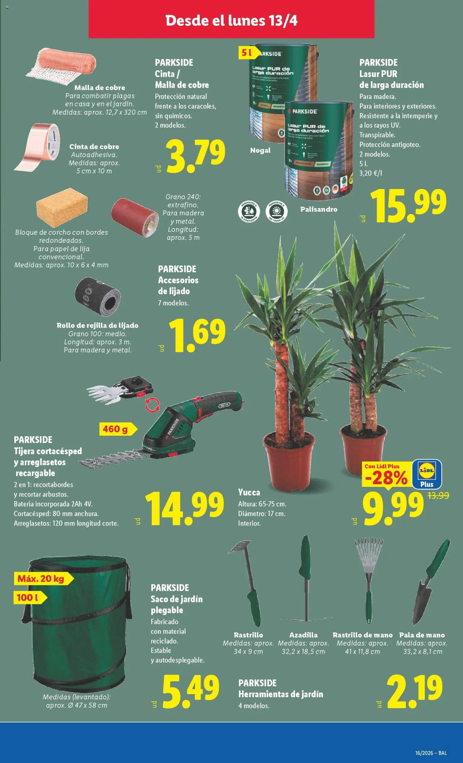 Lidl folleto de bazar │ válido desde el 13.04.2026 | Página: 15 | Productos: Rastrillo, Απολυμαντικό, Batería