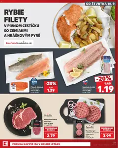 Kaufland leták platný od 10.09.2026 | Strana: 23 | Produkty: Pstruh, Hamburger, Roštenka