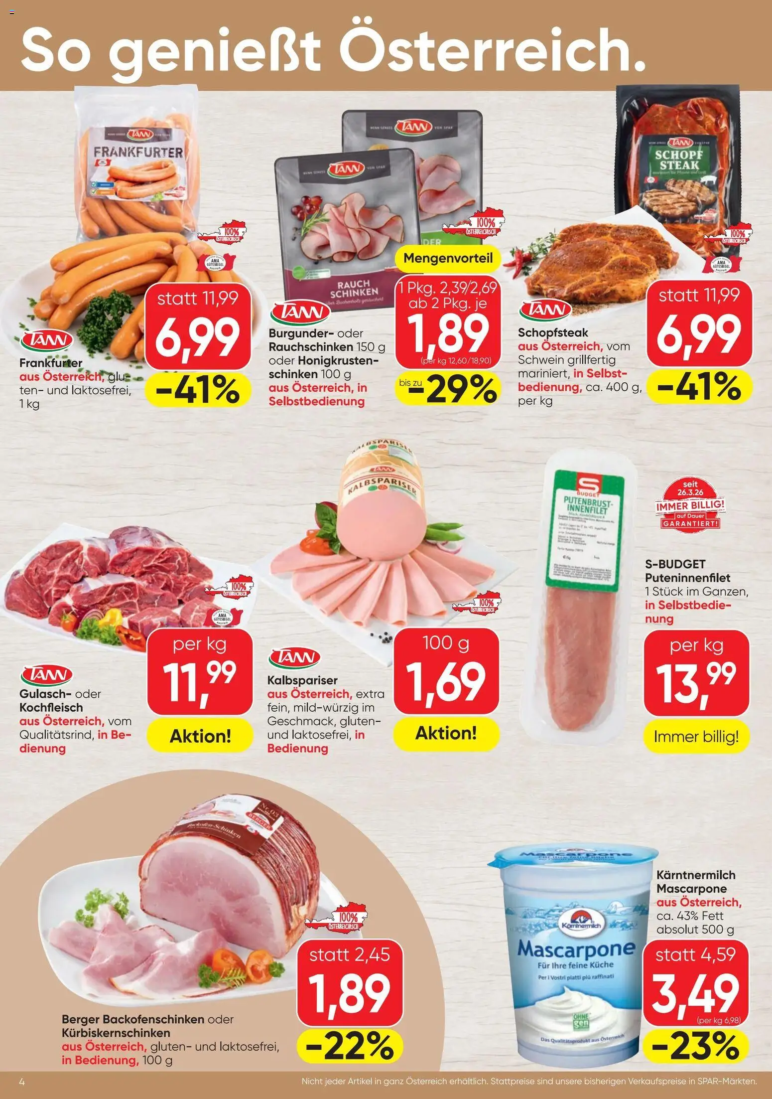 Spar - Flugblatt gültig ab 20.08.2026 | Seite: 4 | Produkte: Putenbrust, Schinken