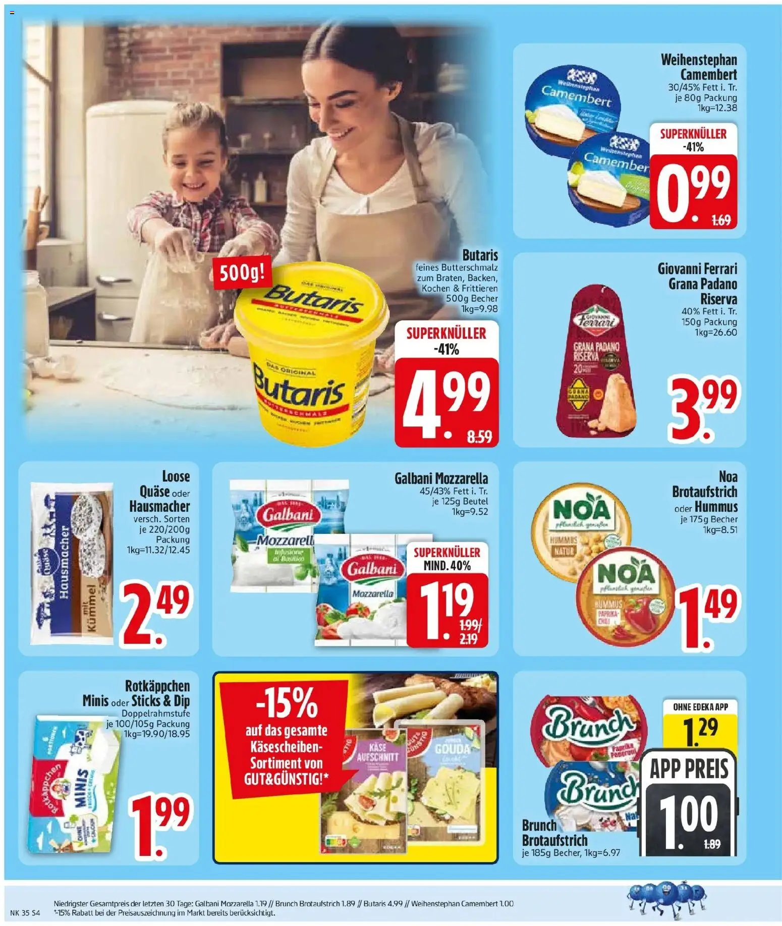 Edeka Prospekt Monheim (ab 24.08.2026) » Angebote Online | Seite: 6 | Produkte: Butterschmalz, Käse, Mozzarella, Hummus