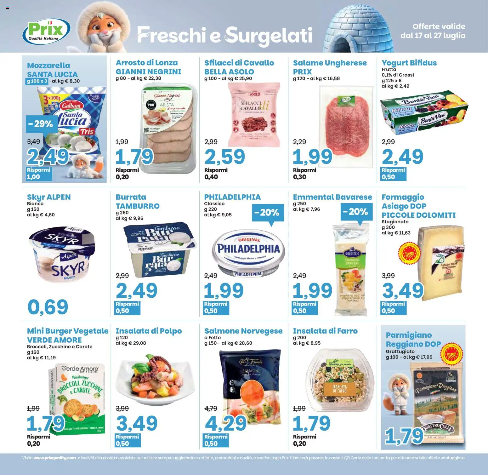 Volantino Prix del 17/07/2026 | Pagina: 12 | Prodotti: Salame, Mozzarella, Formaggio, Emmental