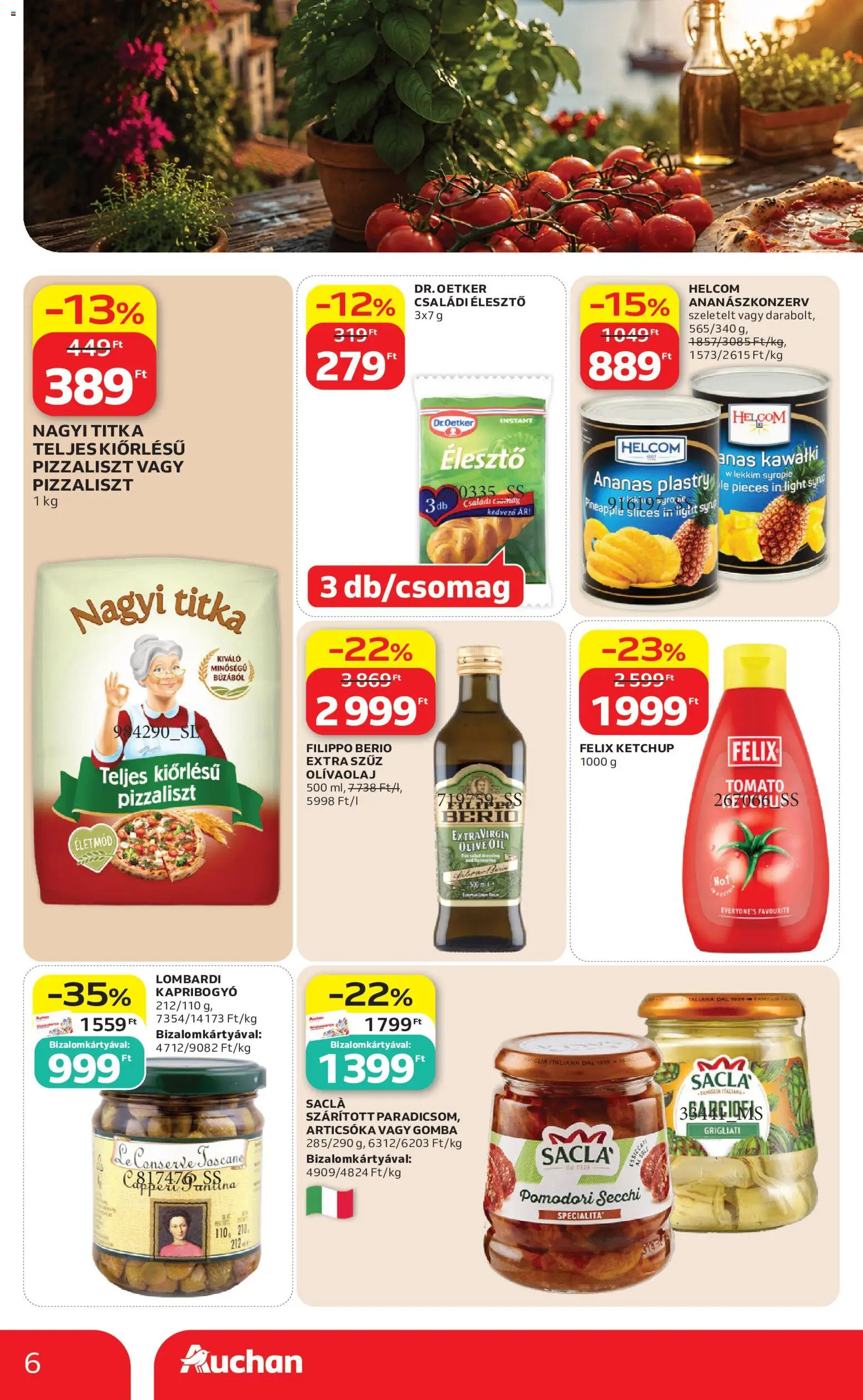 Auchan akciós ujság - amely érvényes a következő dátumtól: 2026.07.09. | Oldal: 6 | Termékek: Articsóka, Gomba, Ketchup, Kapribogyó