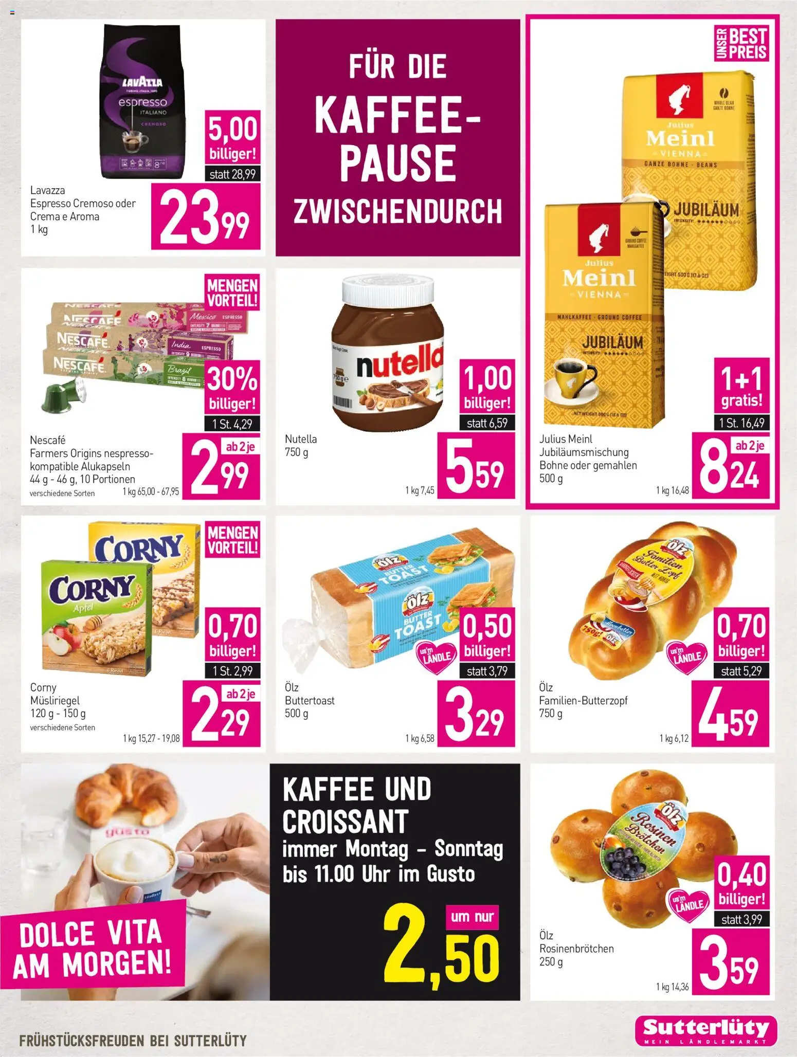 Sutterlüty Flugblatt gültig ab 20.08.2026 | Seite: 3 | Produkte: Rosinen, Nutella, Bohne, Butter