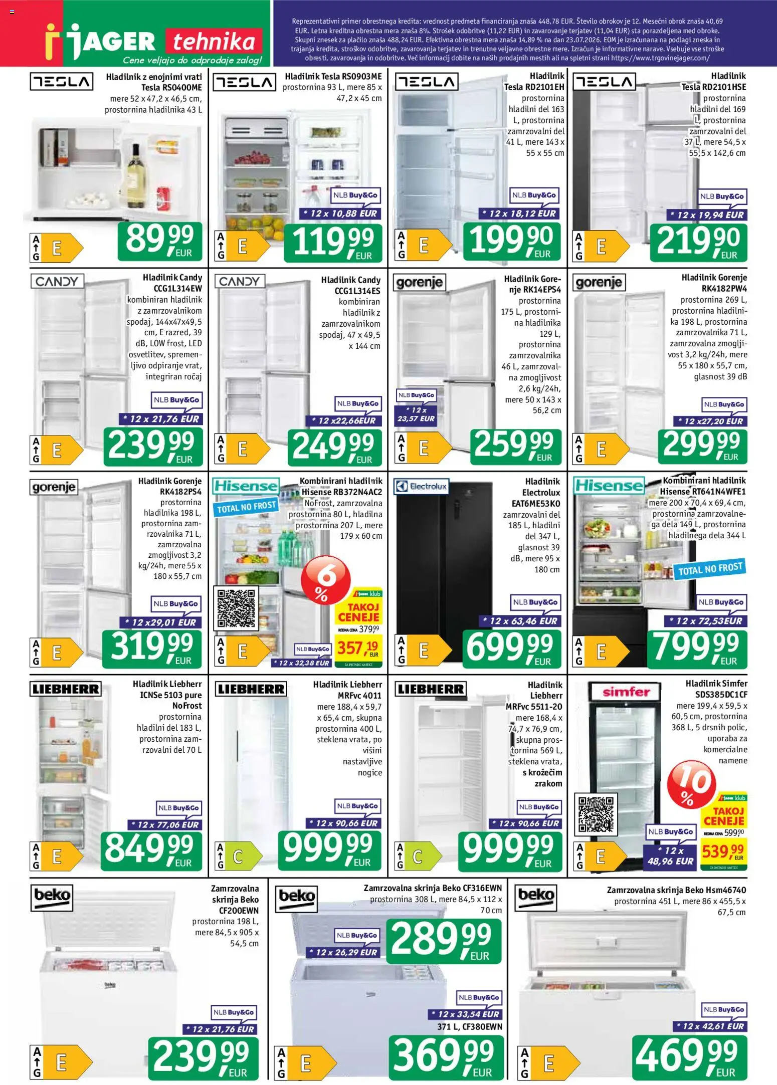 Novi Jager katalog ponudbe – veljaven od 05.08.2026 | Stran: 11 | Izdelki: Hladilnik