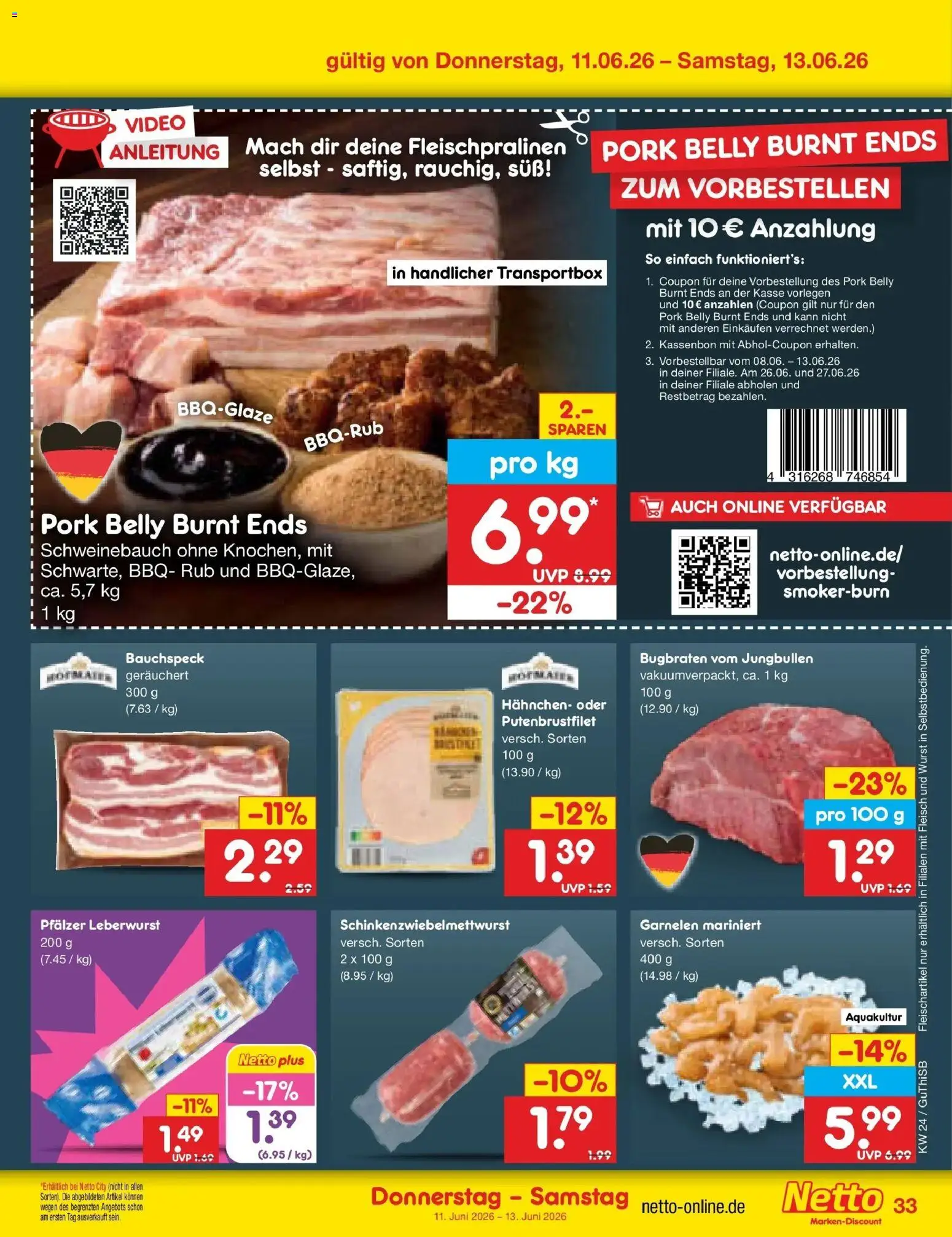 Netto Marken-Discount Prospekt Pirna – gültig ab 08.06.2026 | Seite: 53 | Produkte: Hahnchen, Schweinebauch, Garnelen, Wurst