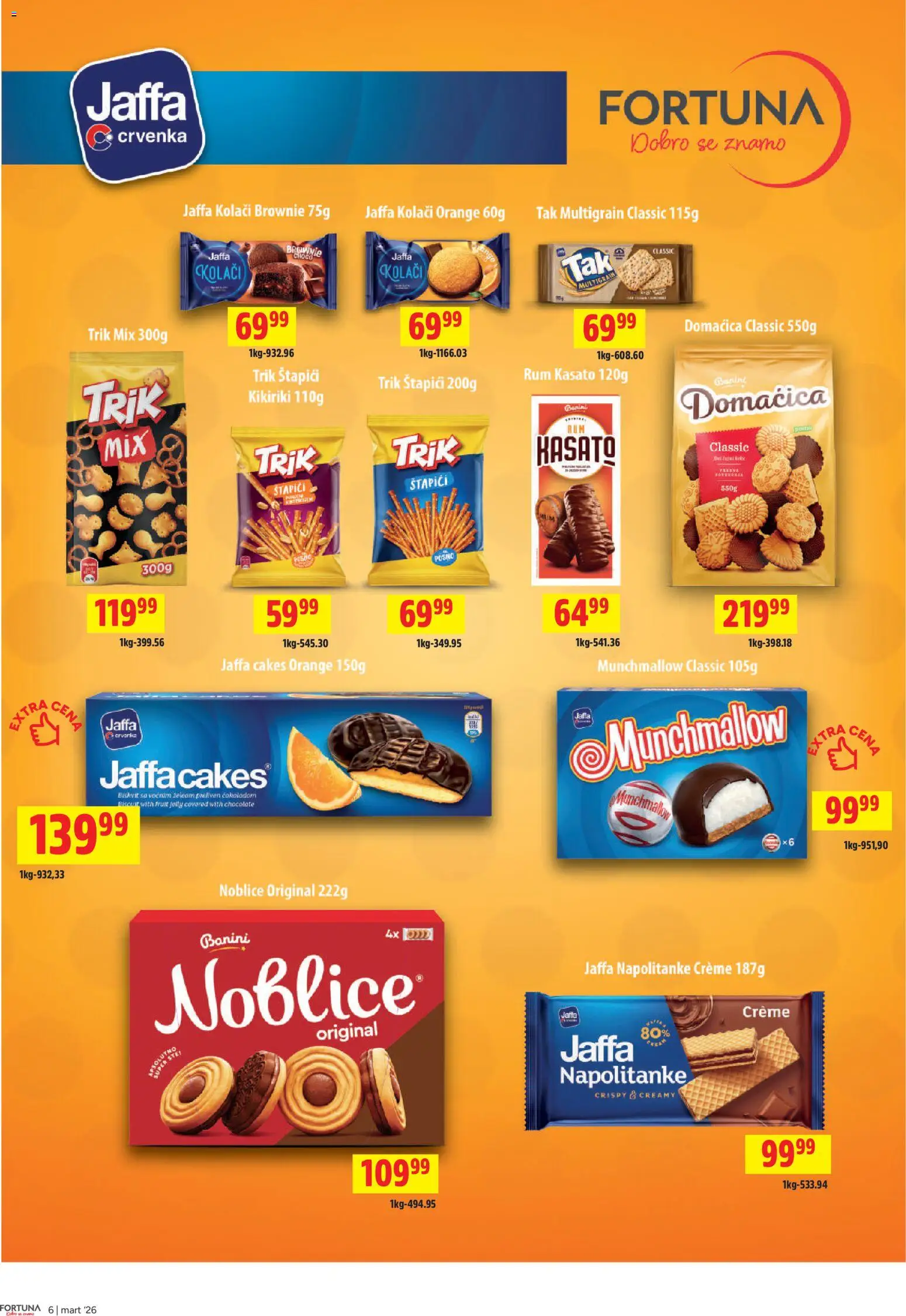 Fortuna Market katalog - važi od 13.04.2026 | Strana: 6 | Proizvode: Domaćica, Noblice, Kikiriki, Napolitanke