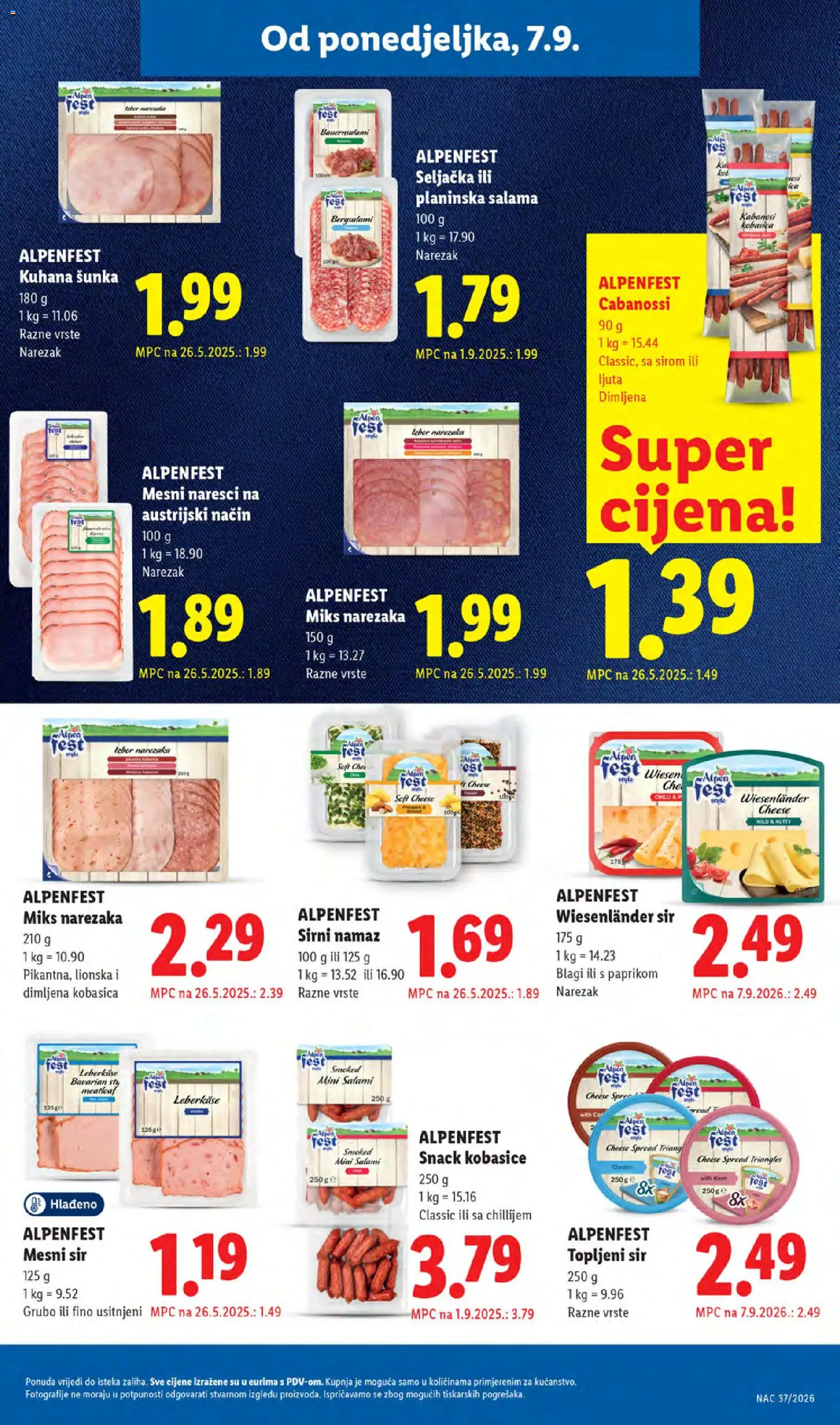 Lidl katalog | vrijedi od 07.09.2026 | Stranica: 21 | Proizvodi: Salama, Šunka, Narezak, Kobasica