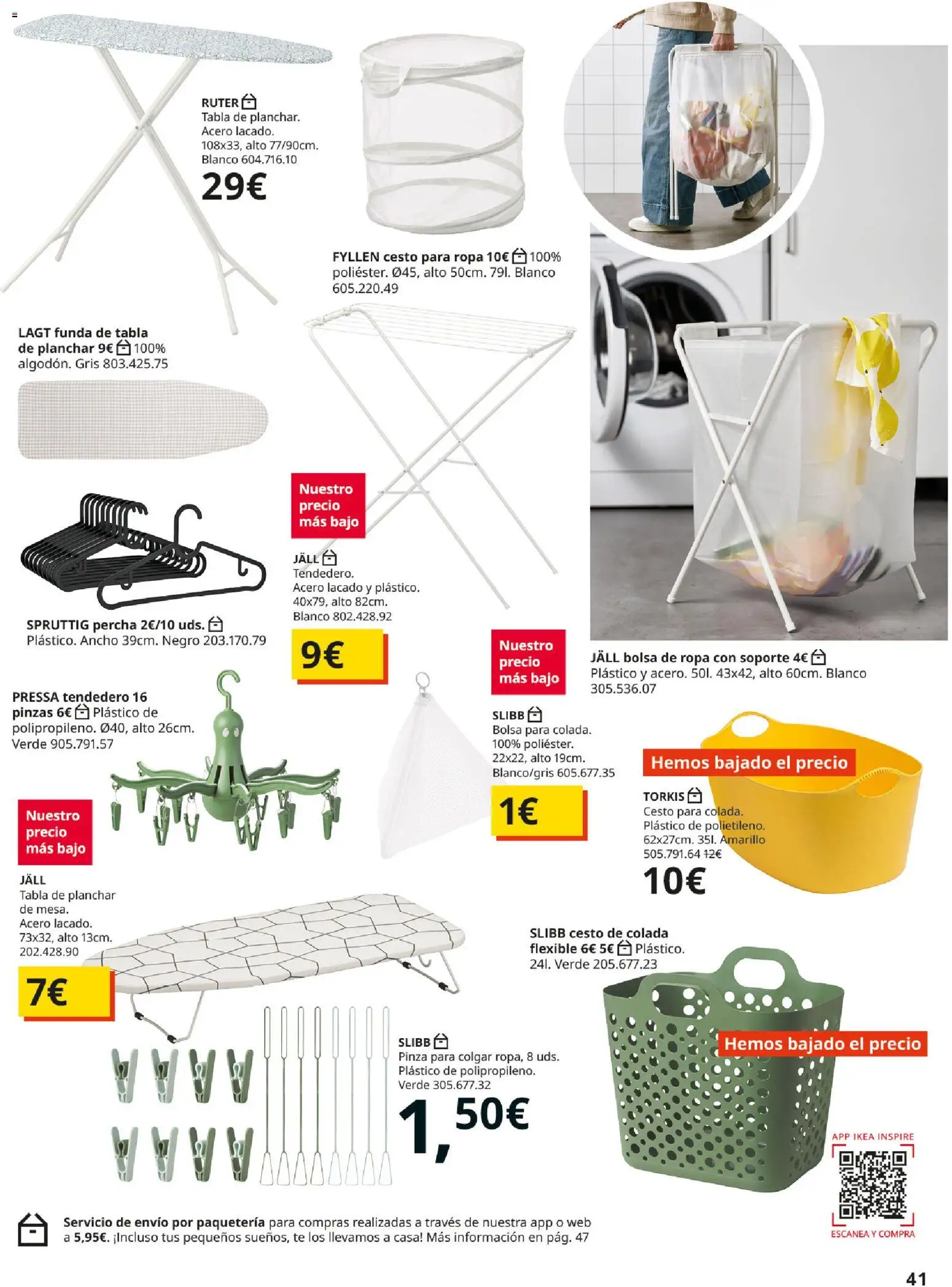 IKEA - Precios bajos │ válido desde el 01/09/2026 | Página: 41 | Productos: Percha, Tendedero, Tabla de planchar, Bolsa