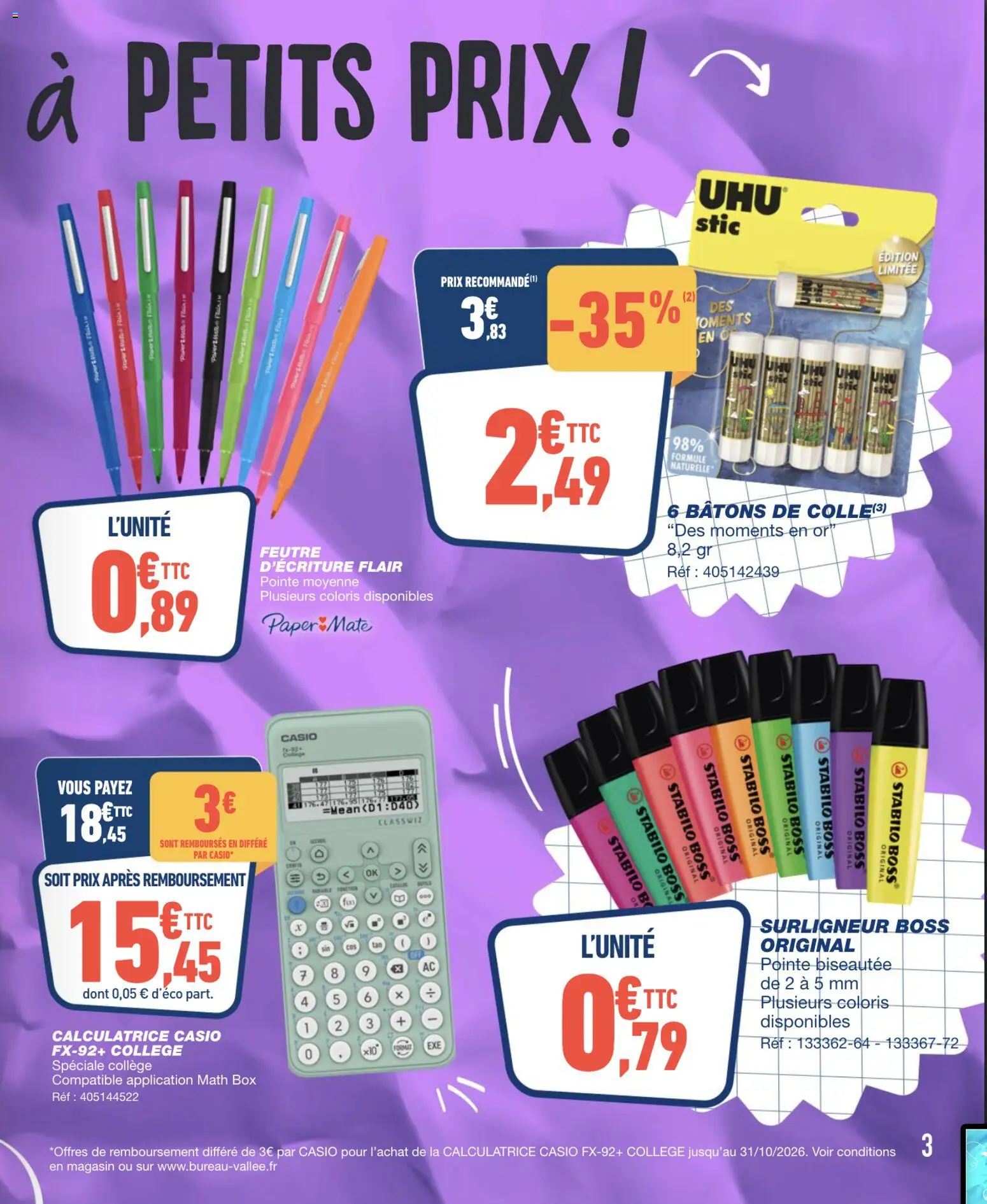 {H1} | Page: 3 | Produits: Calculatrice, Surligneur