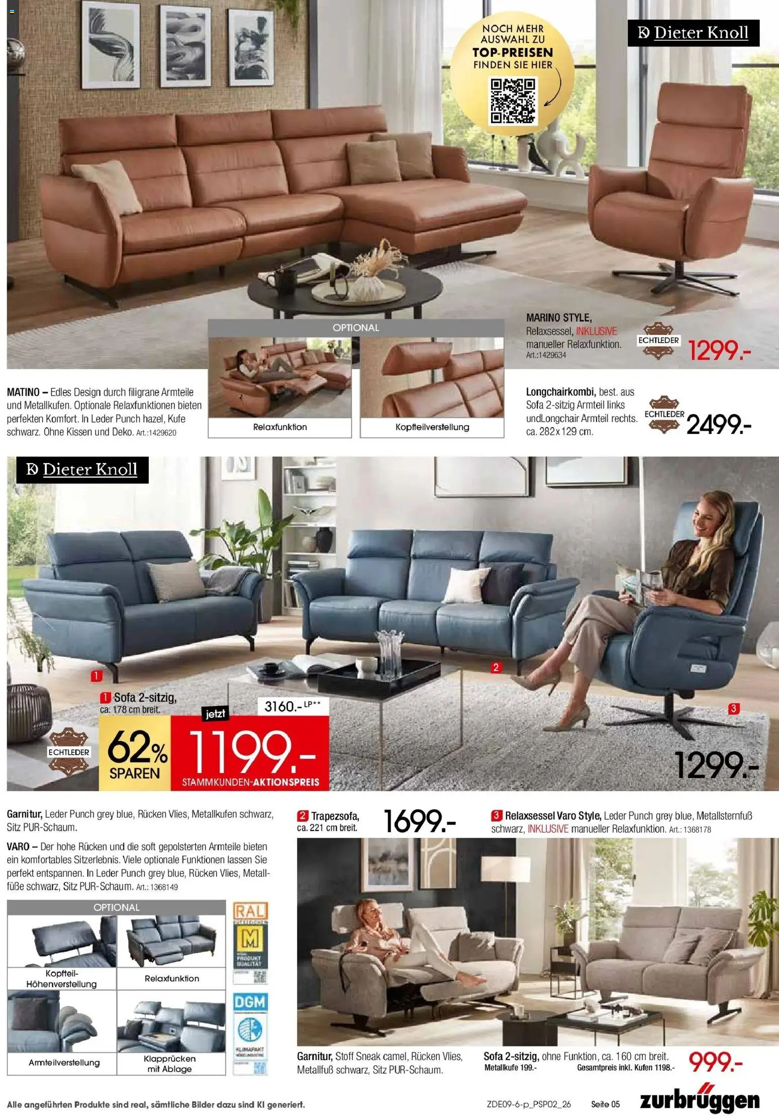 Zurbrüggen - Zurbrüggen: Polstermöbel Spezial (ab 19.09.2026) zum Blättern | Seite: 5 | Produkte: Relaxsessel, Kissen, Sofa, Bilder