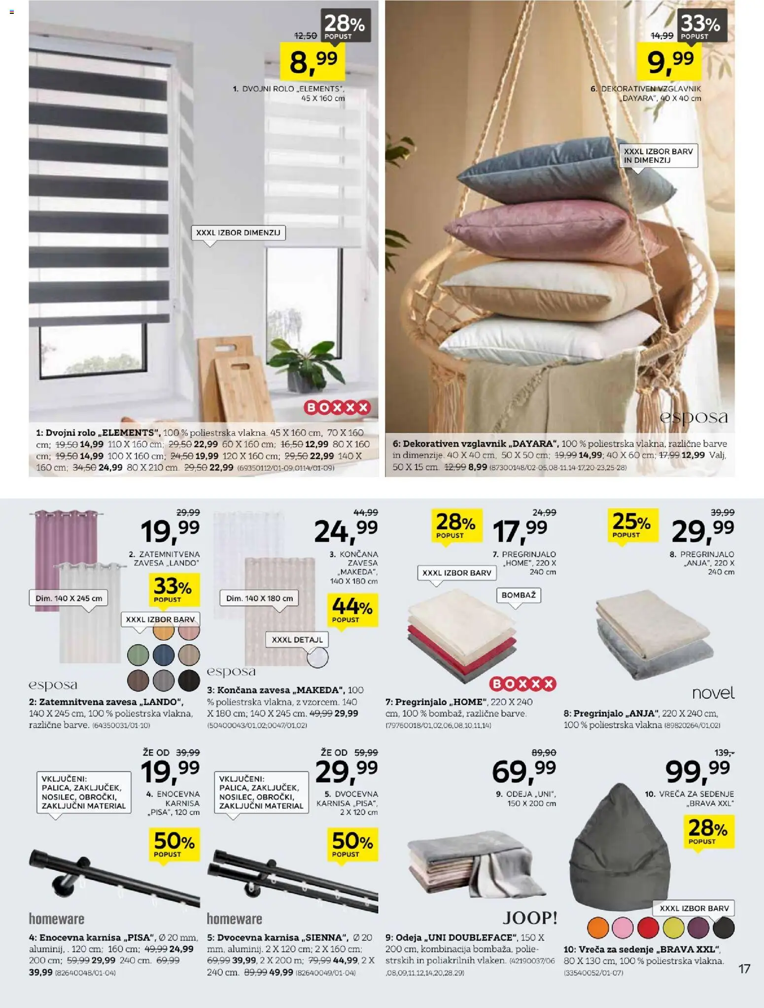 Novi XXXL Lesnina katalog ponudbe – veljaven od 07.04.2026 | Stran: 17 | Izdelki: Vzglavnik, Rolo, Pregrinjalo, Odeja