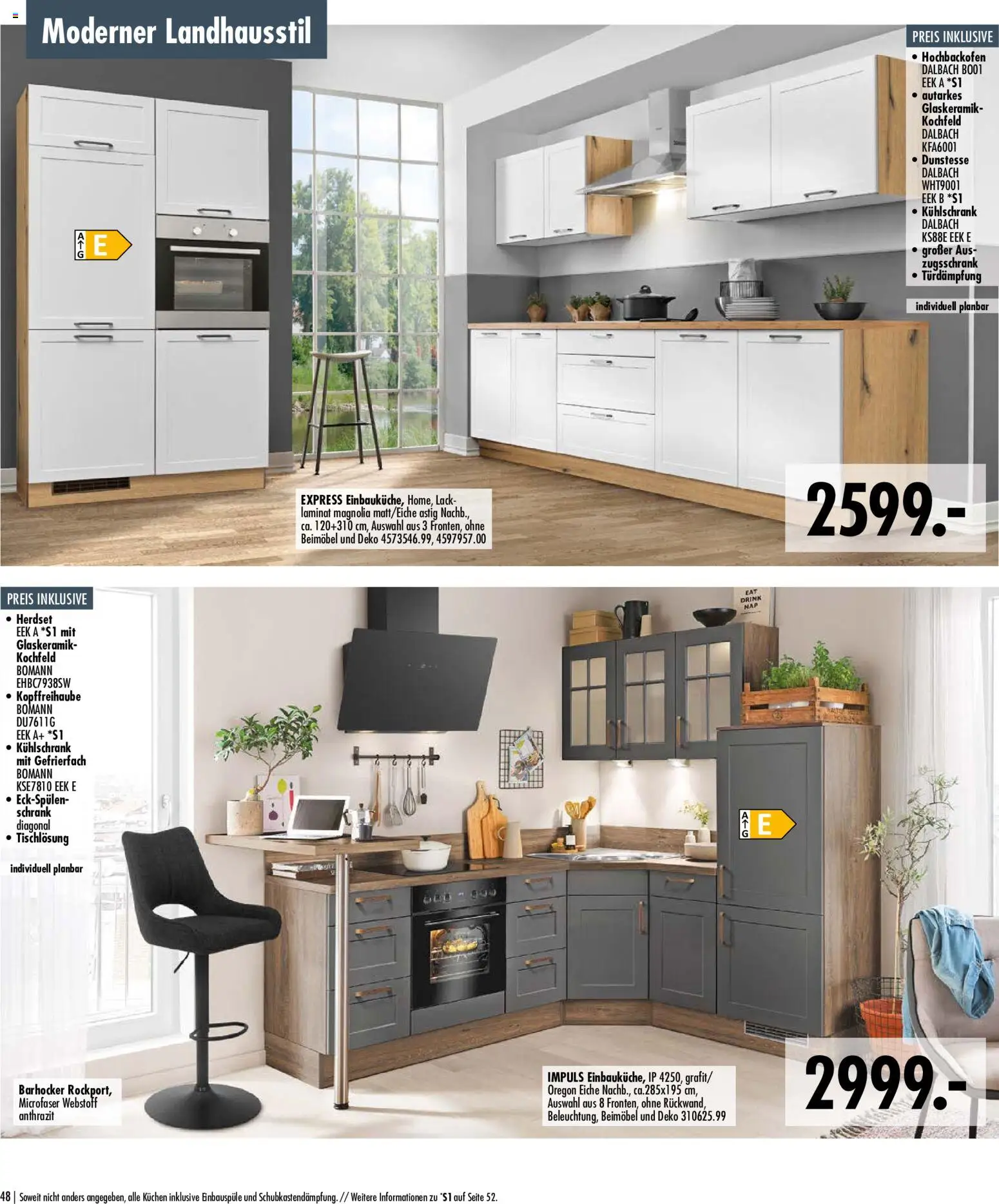 SB Möbel Boss Küchenkatalog 2026 – gültig ab 09.04.2026 | Seite: 48 | Produkte: Barhocker, Schrank, Kühlschrank, Kochfeld