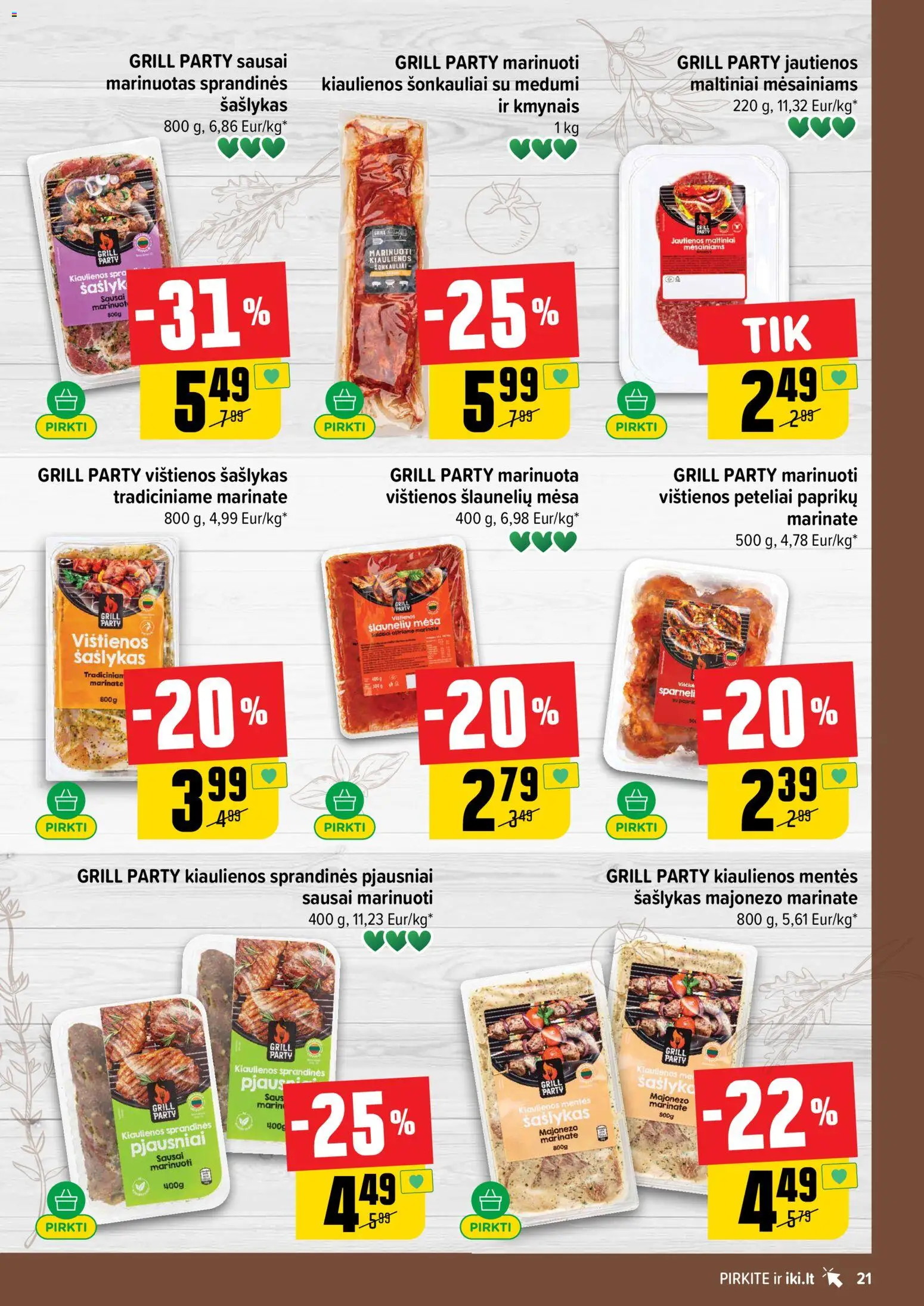 IKI akcijos nuo 18.05.2026 | Puslapis: 21 | Prekių: Vištienos, Kiaulienos, Jautienos