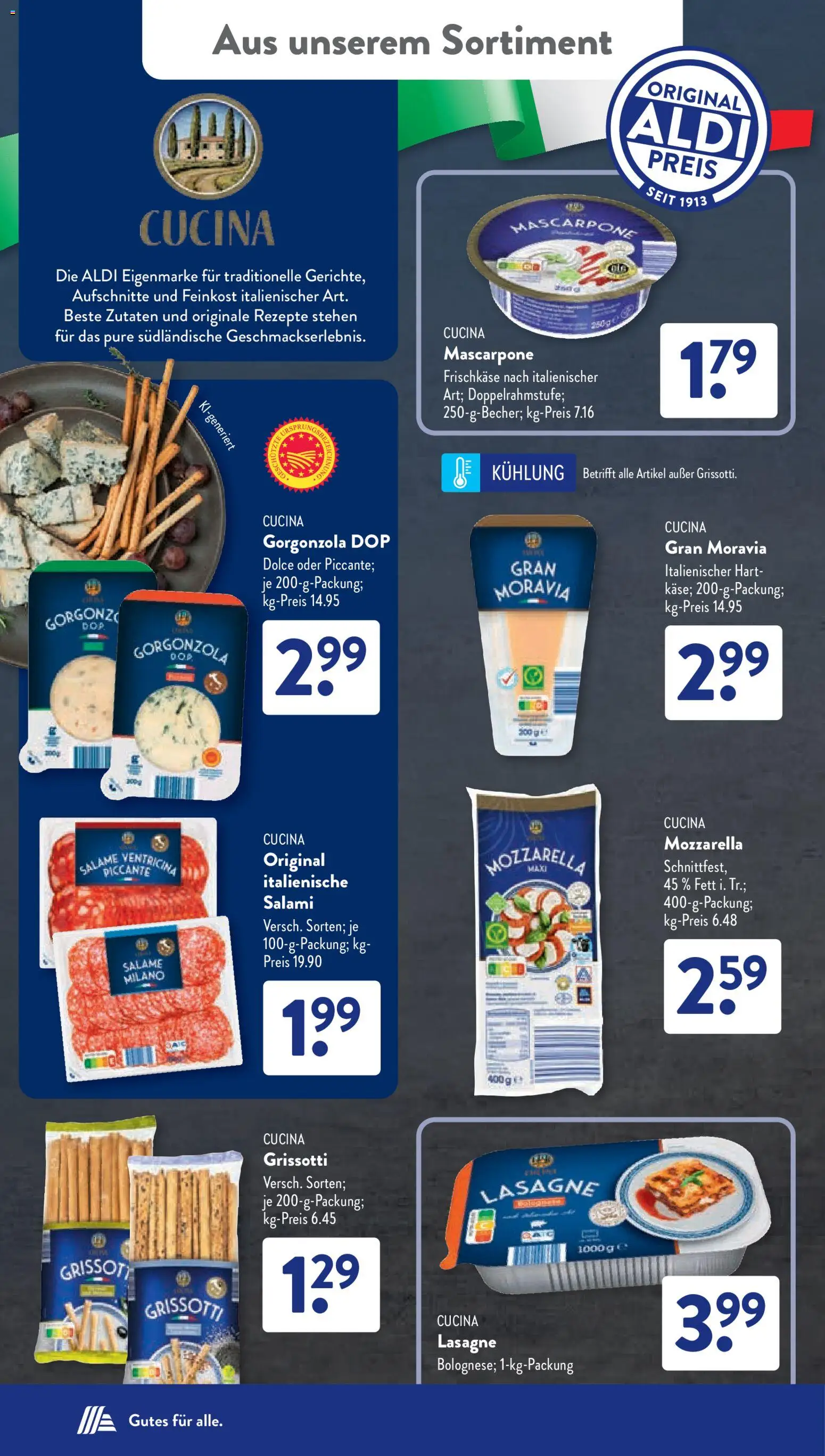 Aldi Süd Prospekt – gültig ab 22.06.2026 | Seite: 18 | Produkte: Mascarpone, Mozzarella, Salami, Frischkase