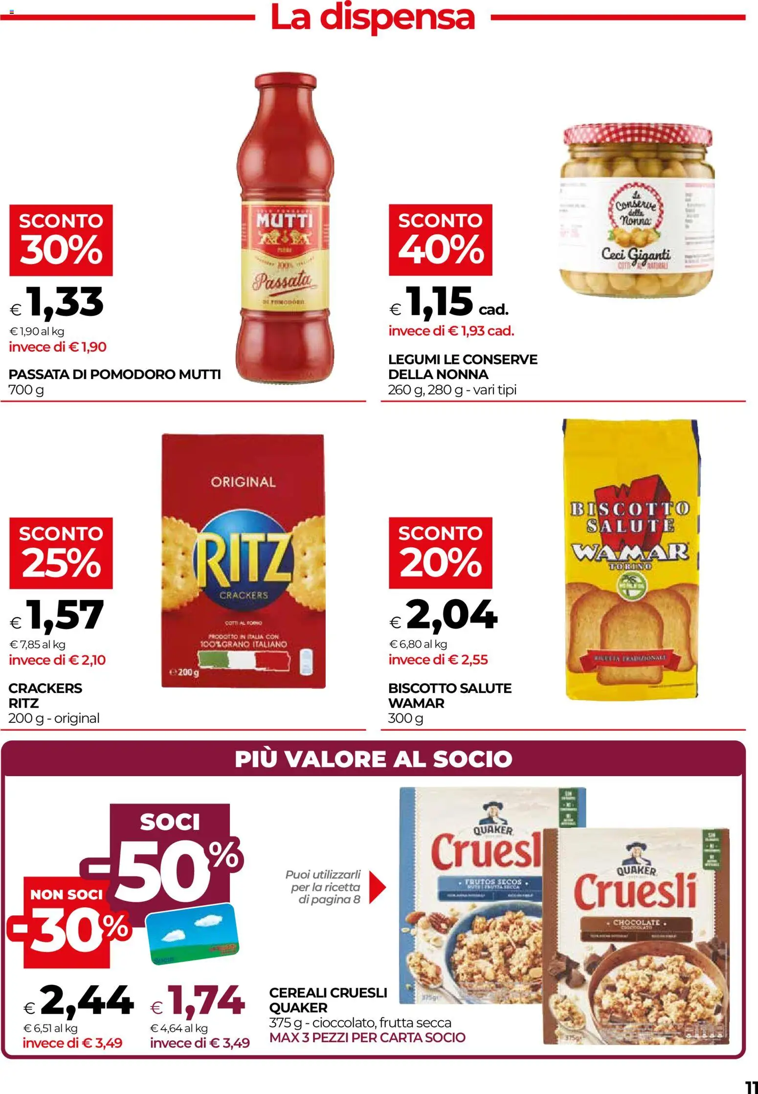 Volantino COOP del 15/10/2026 | Pagina: 11 | Prodotti: Cereali, Frutta, Crackers, Passata di pomodoro