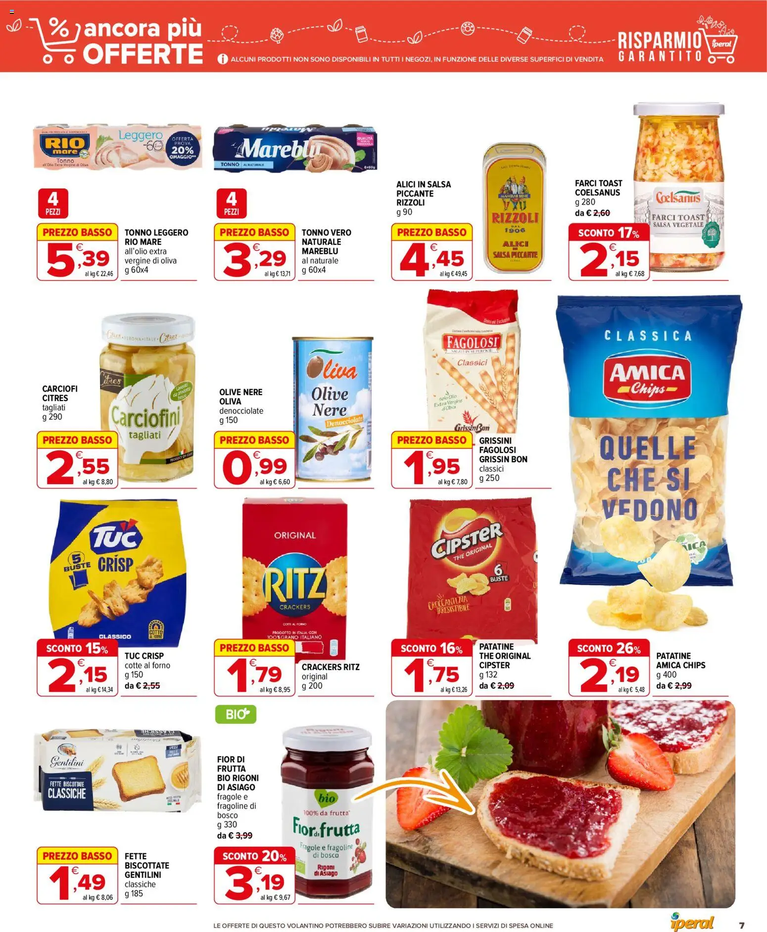 Volantino Iperal del 29/07/2026 | Pagina: 7 | Prodotti: Olive, The, Tonno al naturale, Grissini
