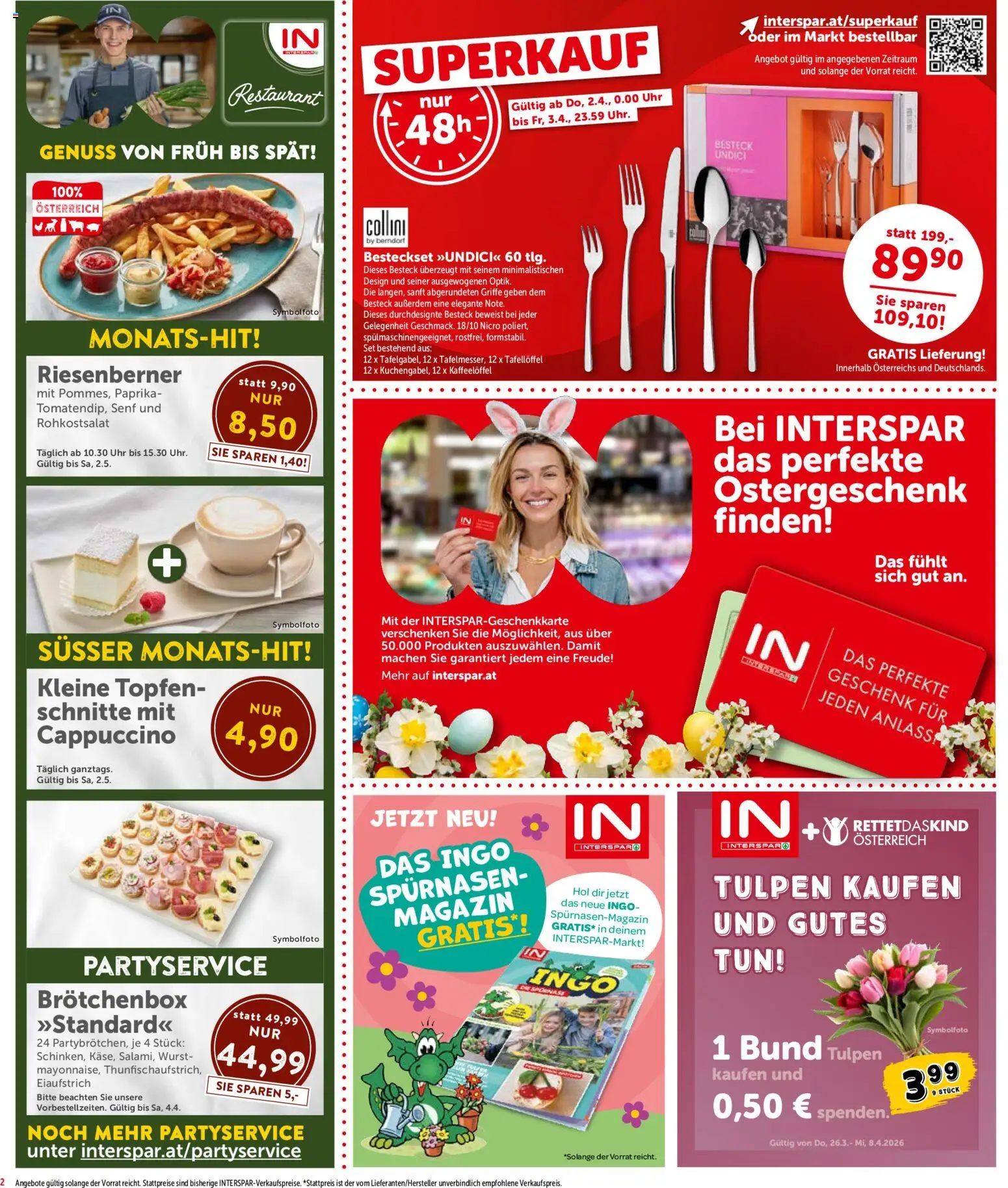 Interspar Flugblatt- Wien gültig ab 31.03.2026 | Seite: 2 | Produkte: Wurst, Uhr, Magazin