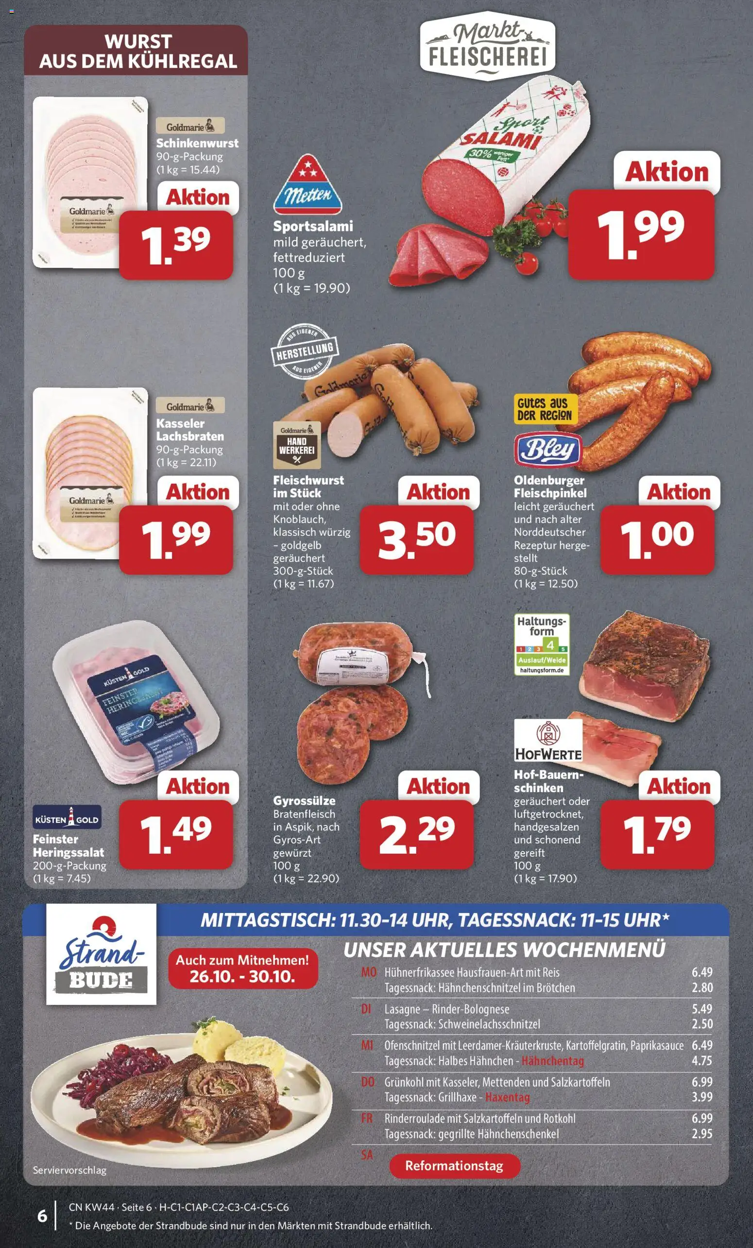 Combi Prospekt – gültig ab 26.10.2026 | Seite: 6 | Produkte: Hahnchenschenkel, Wurst, Salami, Schinken