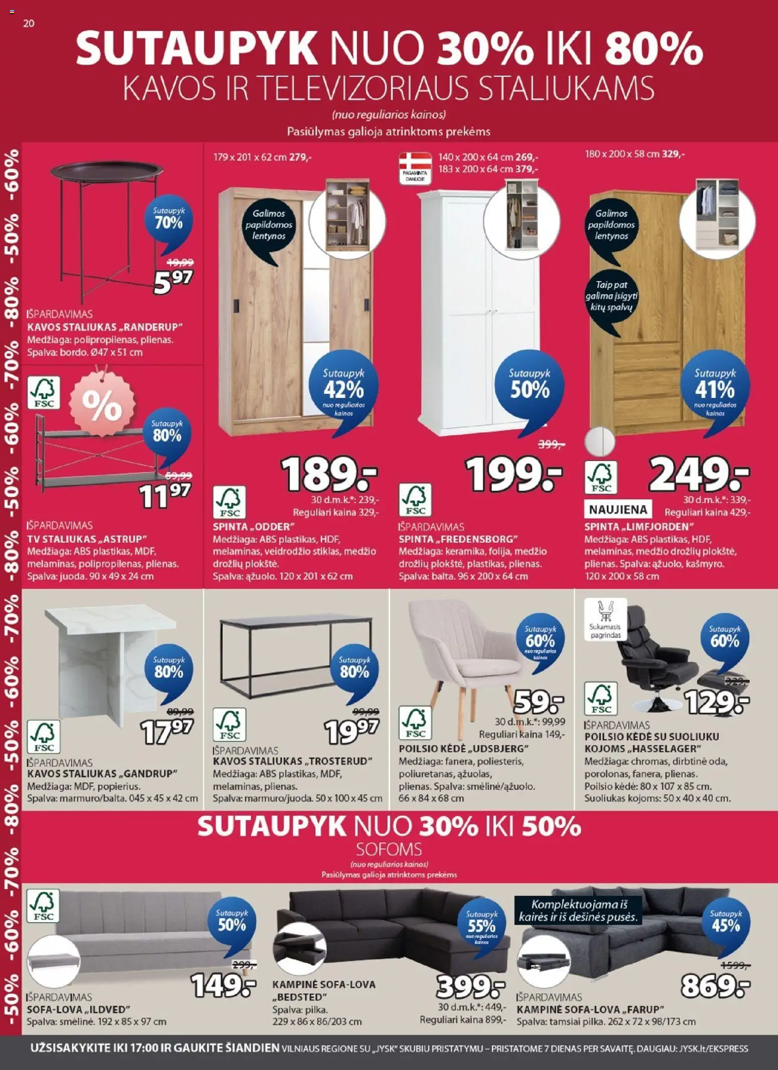 JYSK akcijos nuo 2026.07.14 | Puslapis: 20 | Prekių: Spinta, Tv, Kėdė