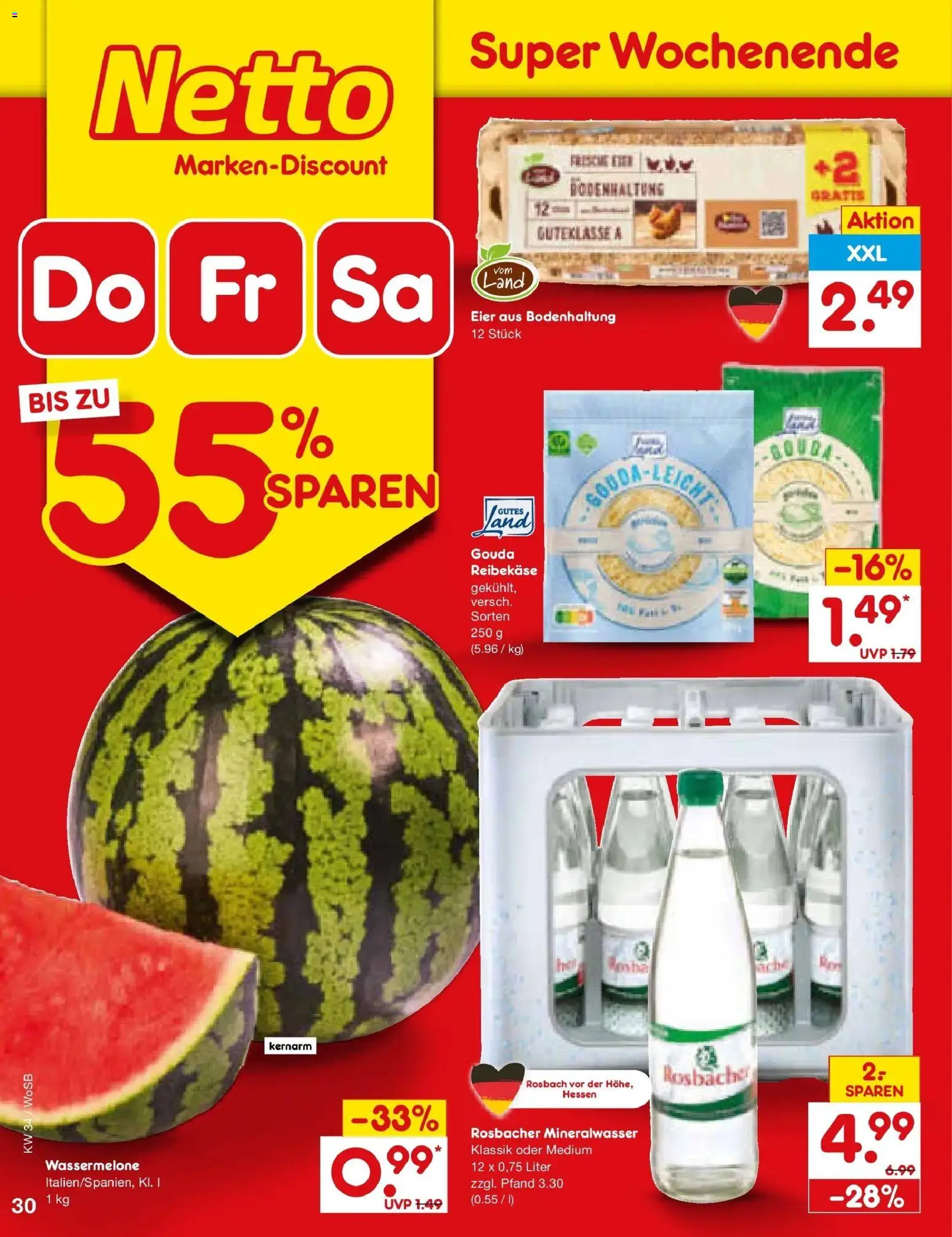 Netto Marken-Discount Prospekt Mannheim – gültig ab 17.08.2026 | Seite: 48 | Produkte: Eier, Gouda, Wassermelone, Reibekase