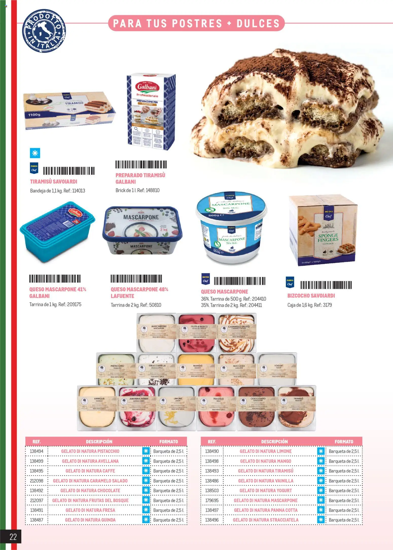 Makro Restaurantes italianos Canarias │ válido desde el 27.03.2026 | Página: 22 | Productos: Chocolate, Bizcocho, Bandeja, Caja