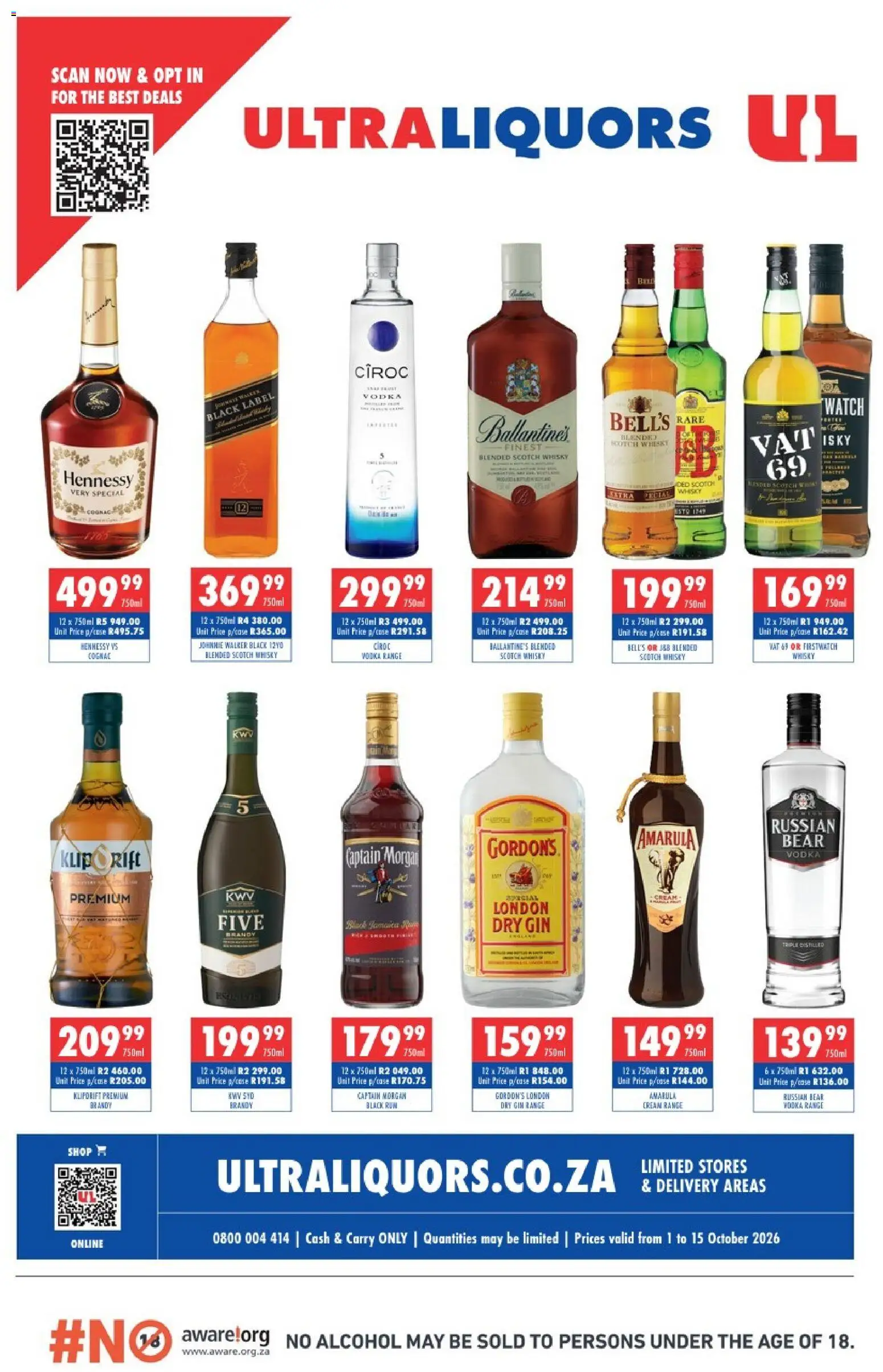 New Ultra Liquors catalogue – valid from 01/10/2026 | Page: 1 | Products: Watch, Alcohol, Brandy, Captain Morgan