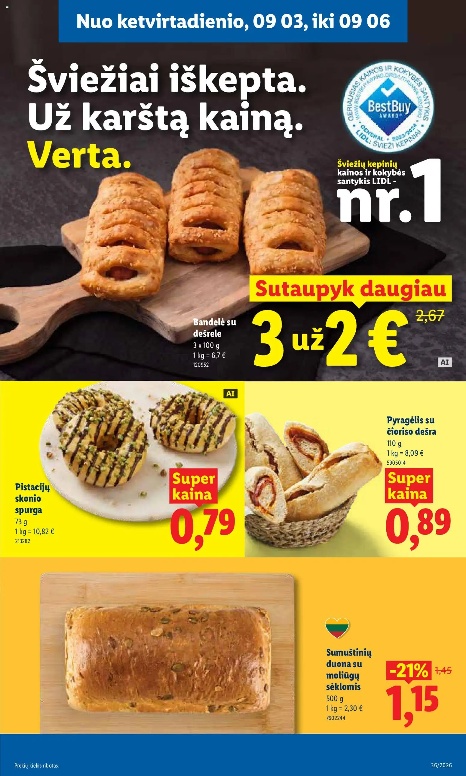LIDL akcijos nuo 2026.08.31 | Puslapis: 41 | Prekių: Spurga, Bandelė, Duona, Dešra