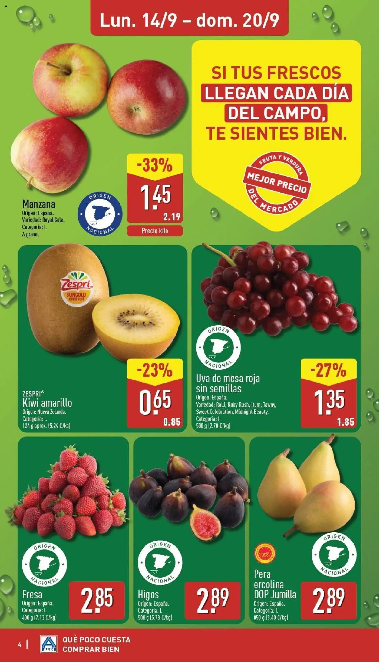 Aldi folleto Baleares │ válido desde el 14/09/2026 | Página: 4 | Productos: Kiwi, Manzana, Té, Mesa