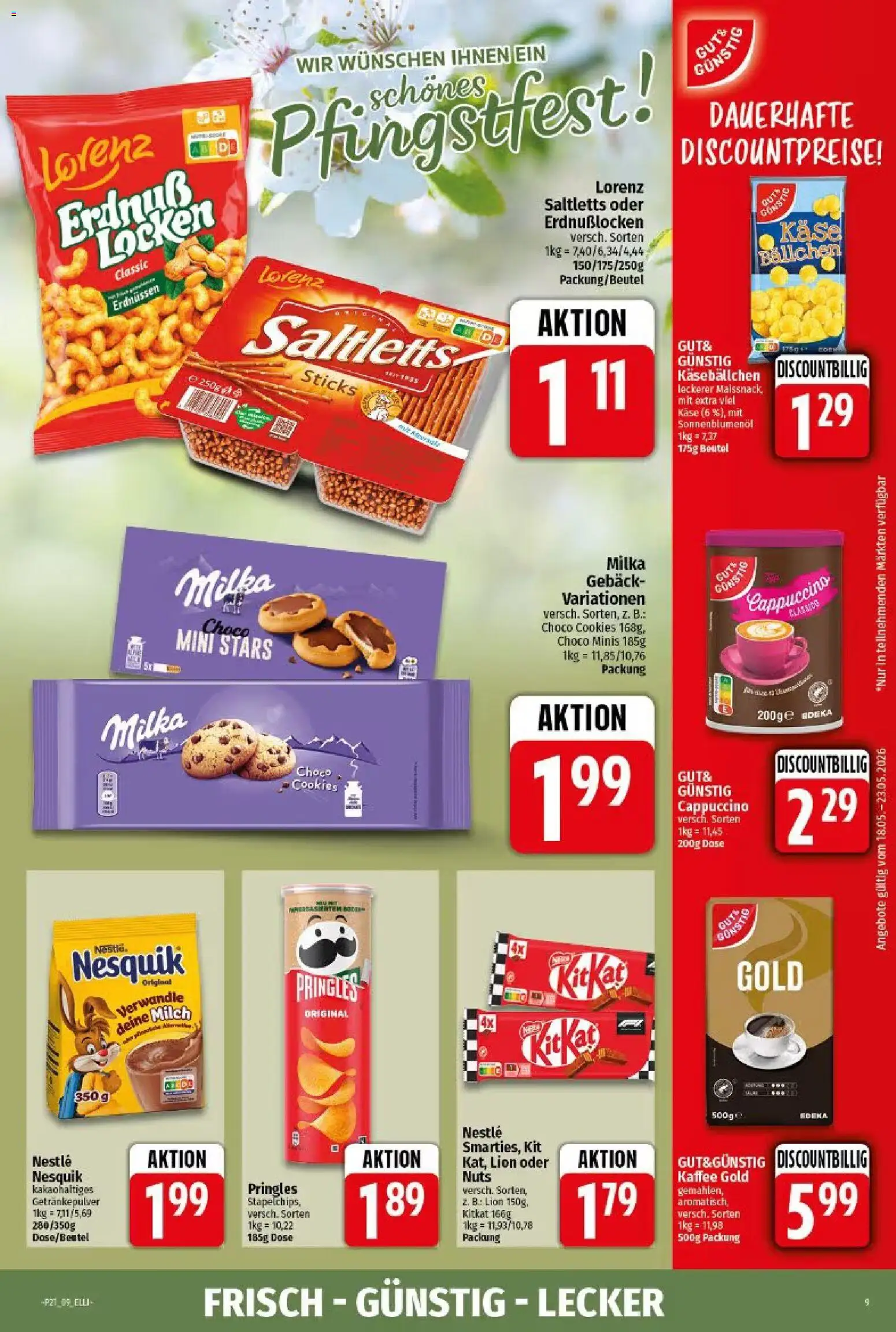 Elli Markt Prospekt Gütersloh – gültig ab 18.05.2026 | Seite: 9 | Produkte: Kaffee, Sonnenblumenol, Milka, Pringles