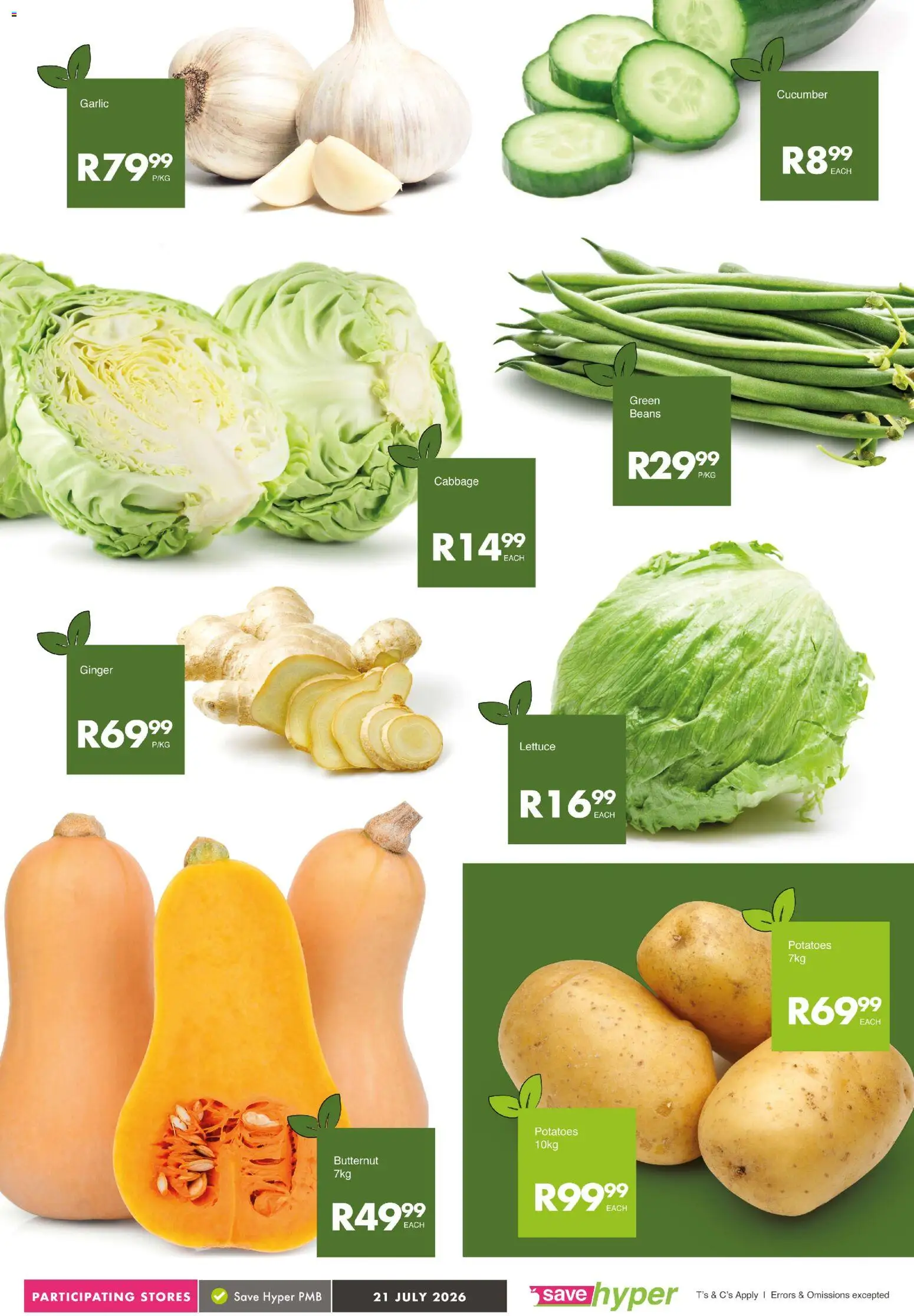 New Save catalogue – valid from 21/07/2026 | Page: 5 | Products: Beans, Potatoes, Garlic, Lettuce