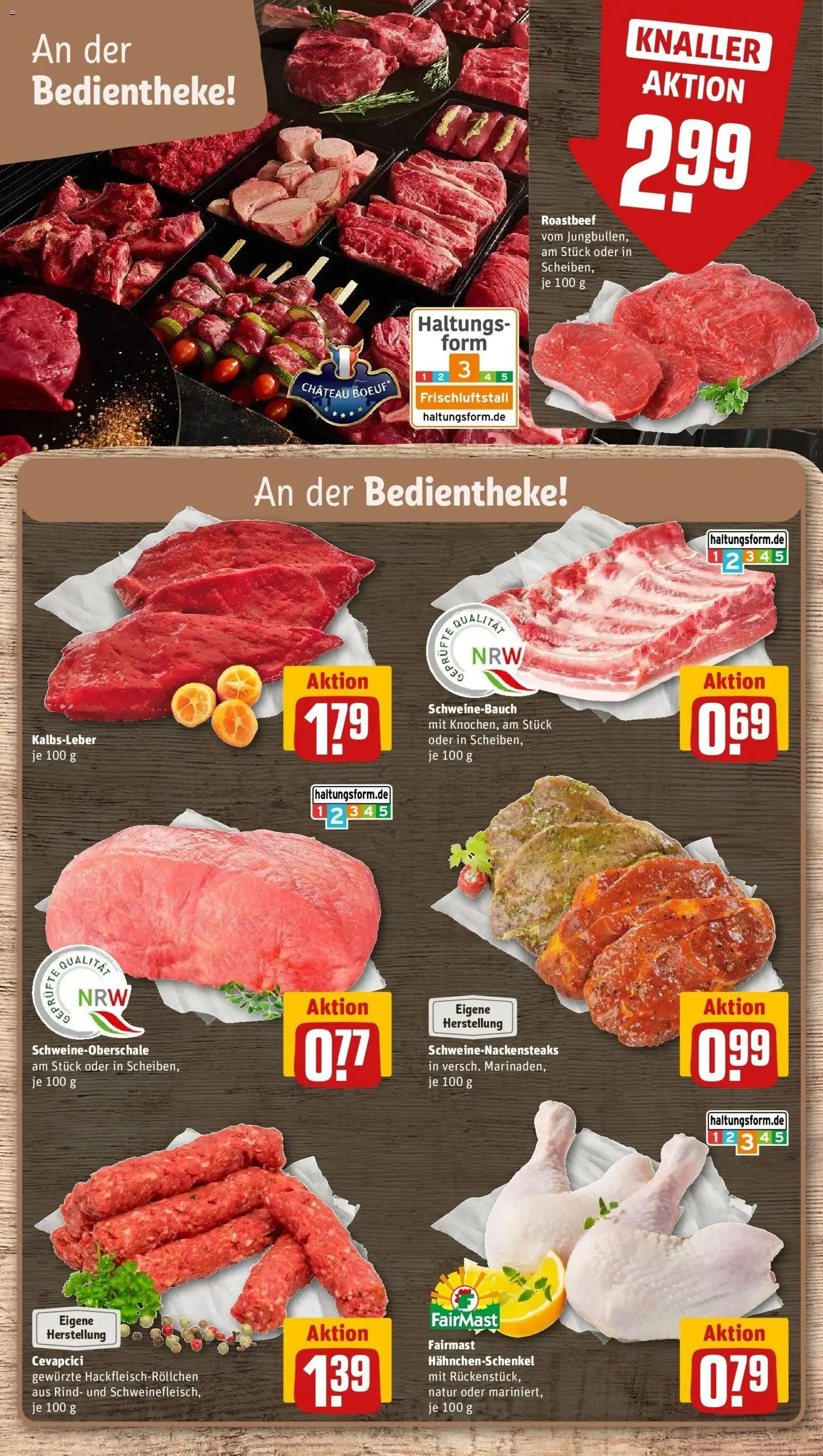 Rewe Prospekt Beverungen – gültig ab 13.07.2026 | Seite: 8 | Produkte: Hahnchenschenkel, Schweinebauch, Cevapcici, Kalbsleber
