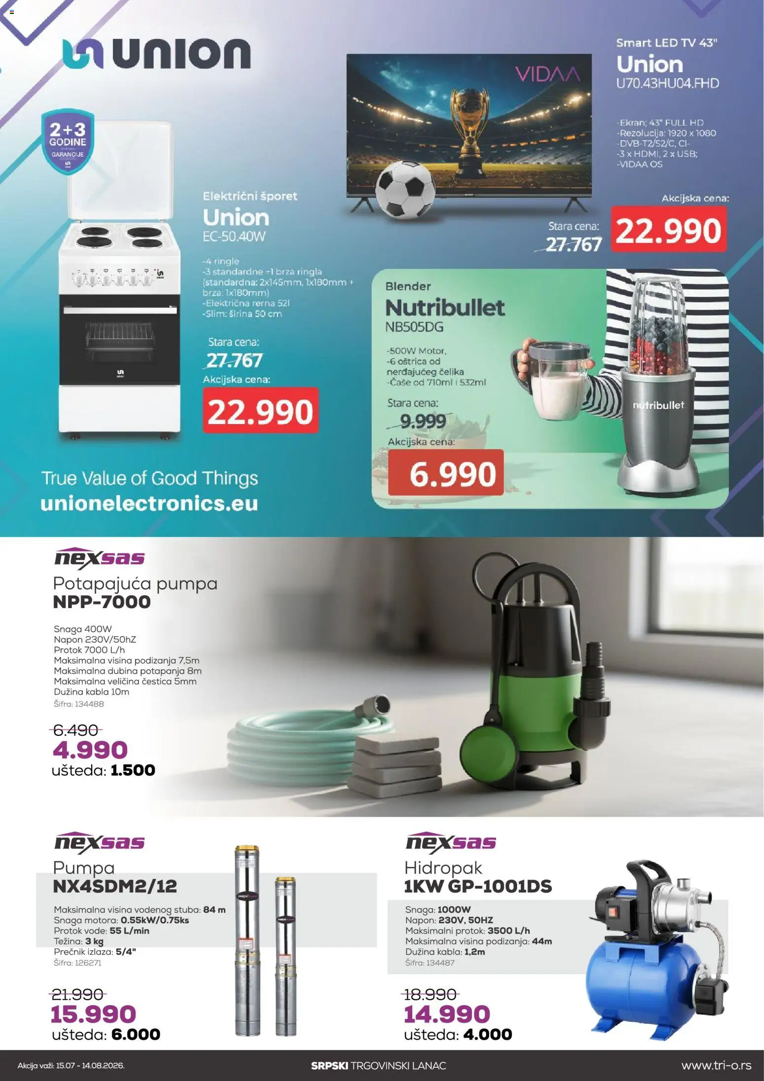Tri O katalog - važi od 15.07.2026 | Strana: 4 | Proizvode: Električni šporet, Blender, Rerna, Šporet