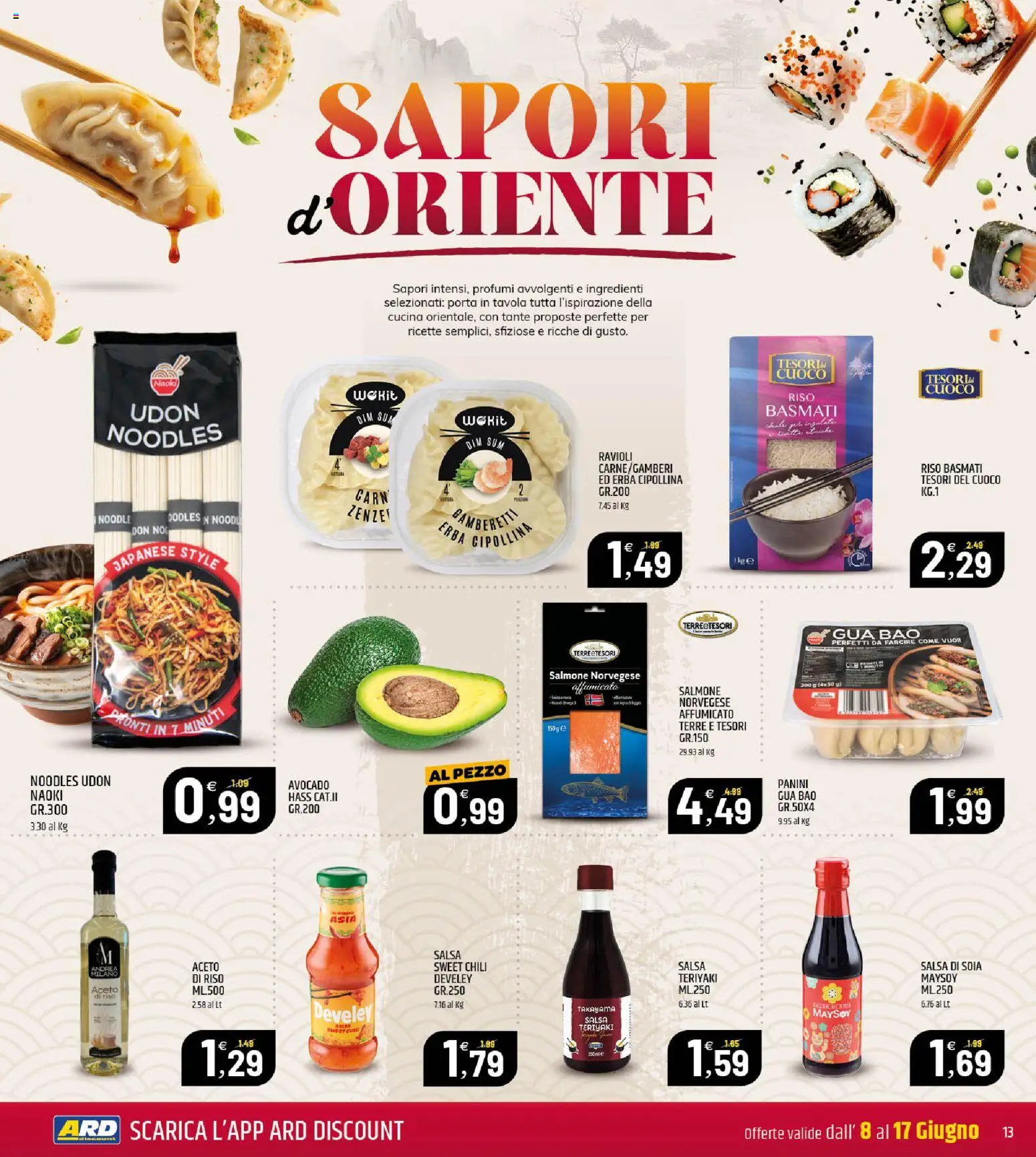 Volantino ARD Discount del 08.06.2026 | Pagina: 13 | Prodotti: Riso Basmati, Riso, Avocado, Gamberetti