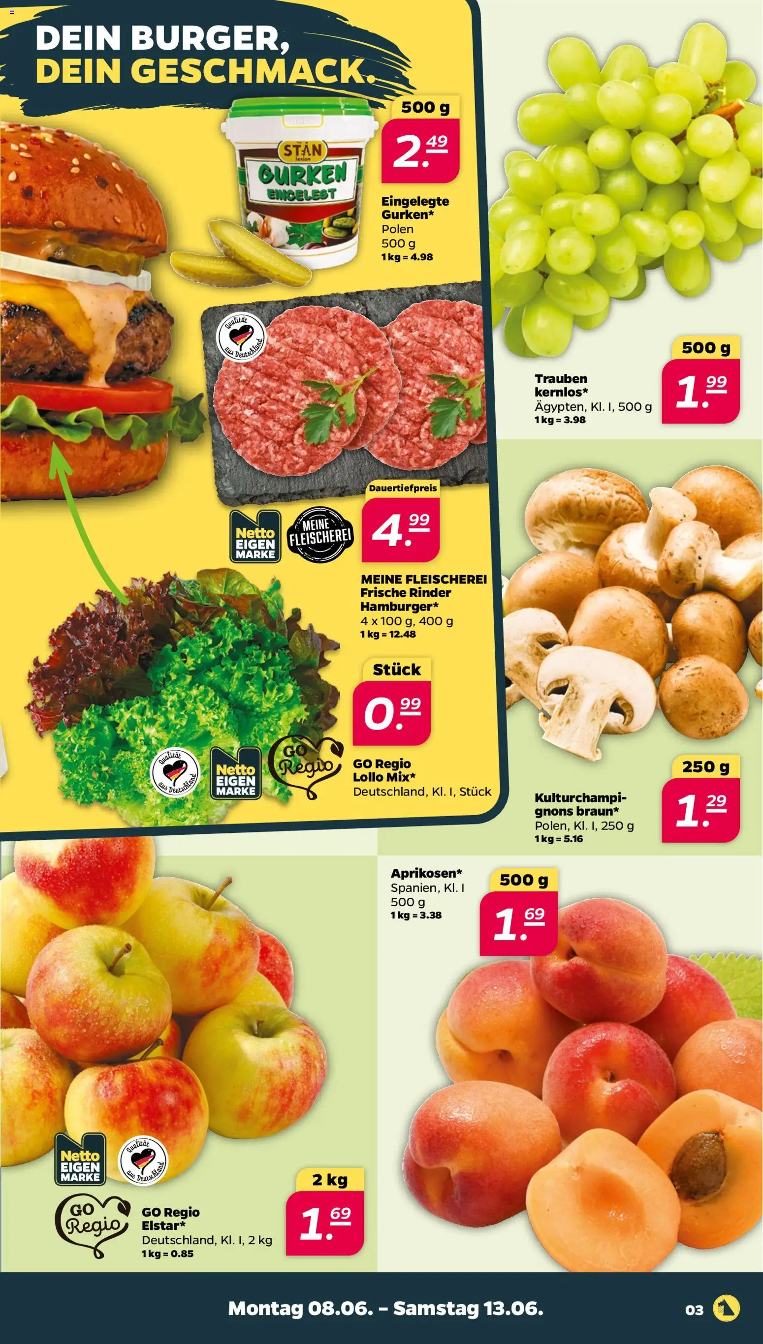 Netto Prospekt – gültig ab 08.06.2026 | Seite: 3 | Produkte: Trauben, Gurken