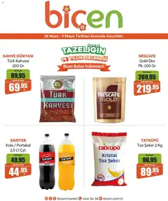 28.04.2026 tarihinden itibaren geçerli olan Biçen Market kataloğu önizlemesi | Sayfa: 3 | Ürünler: Kahve, Portakal, Şeker, Toz şeker