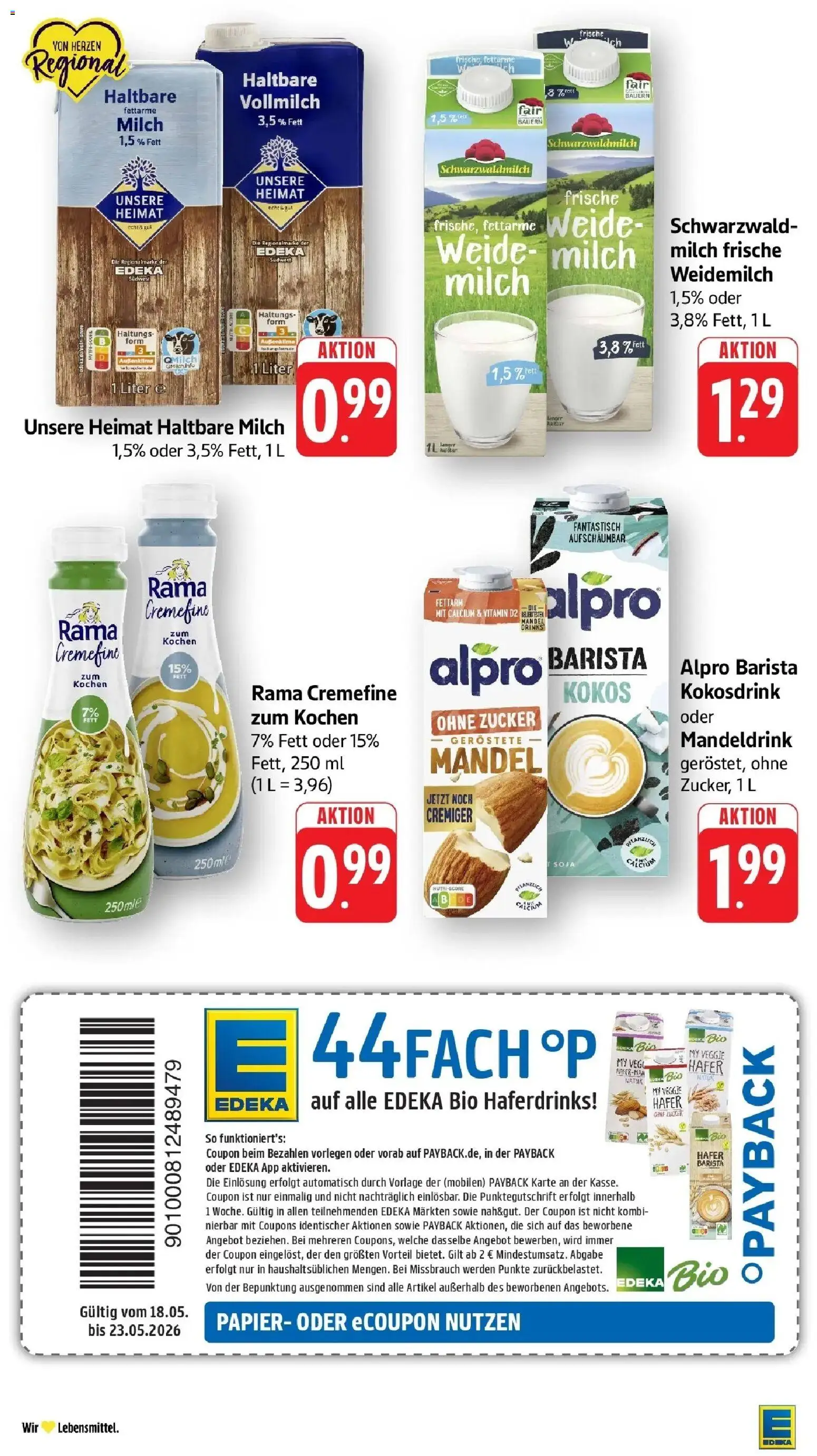 E center Prospekt Biberach – gültig ab 17.05.2026 | Seite: 26 | Produkte: Milch, Haltbare milch, Rama cremefine, Zucker
