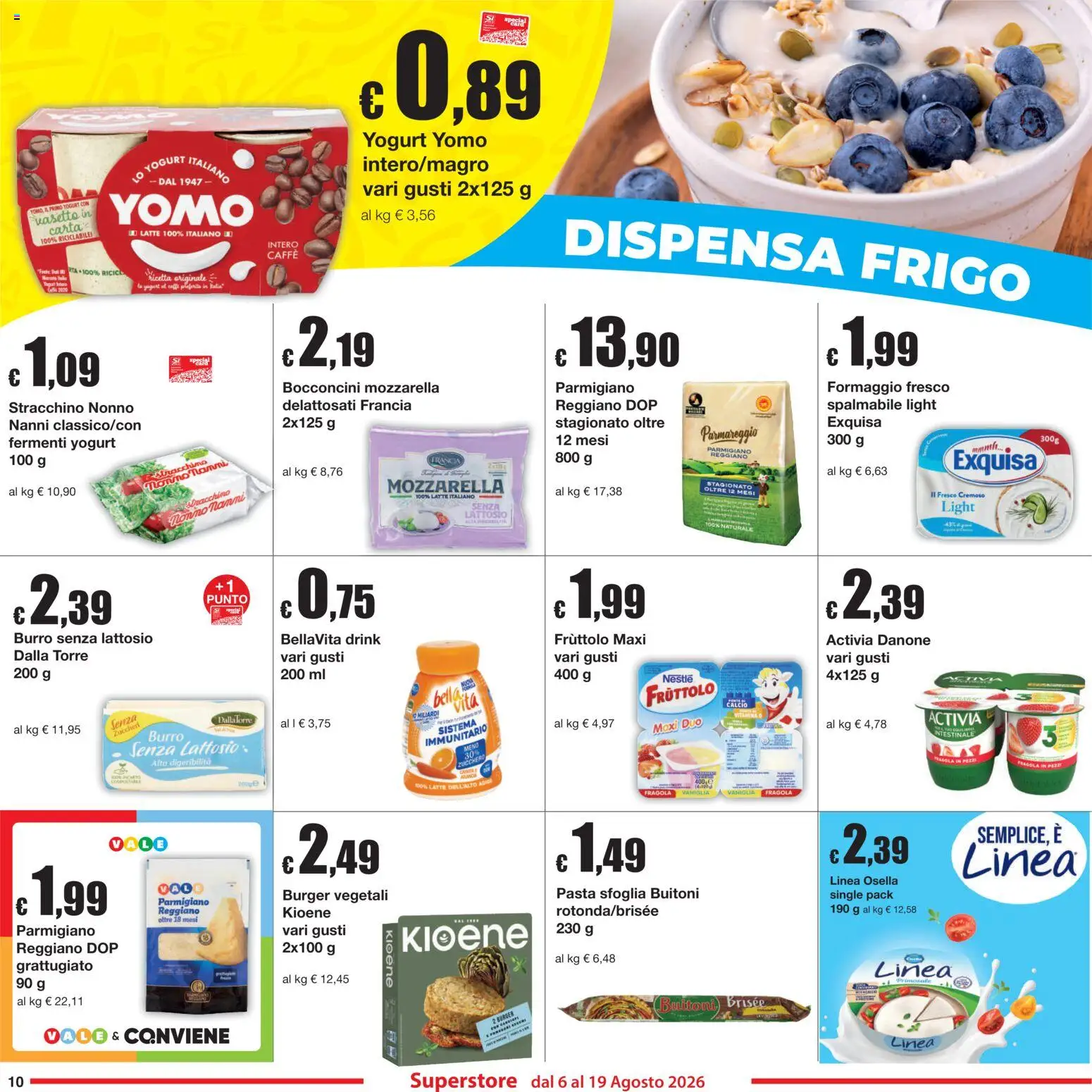Volantino Sì con Te del 06/08/2026 | Pagina: 10 | Prodotti: Caffè, Burro, Stracchino, Parmigiano
