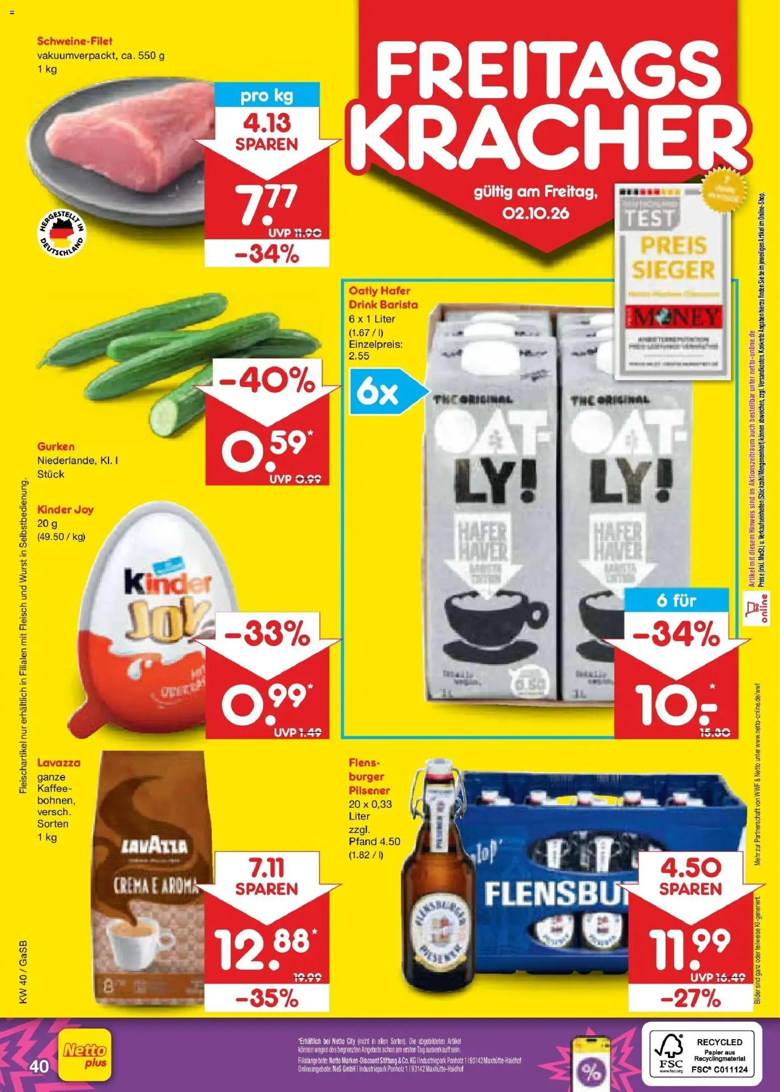 Netto Marken-Discount Prospekt Oldenburg – gültig ab 28.09.2026 | Seite: 62 | Produkte: Burger, Kinder joy, Schweinefilet, Bilder