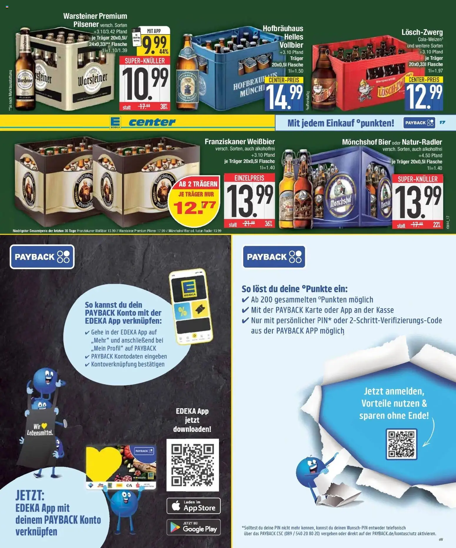E center Prospekt Straubing (ab 26.10.2026) zum Blättern | Seite: 17 | Produkte: Monchshof, Franziskaner, Bier, Weißbier