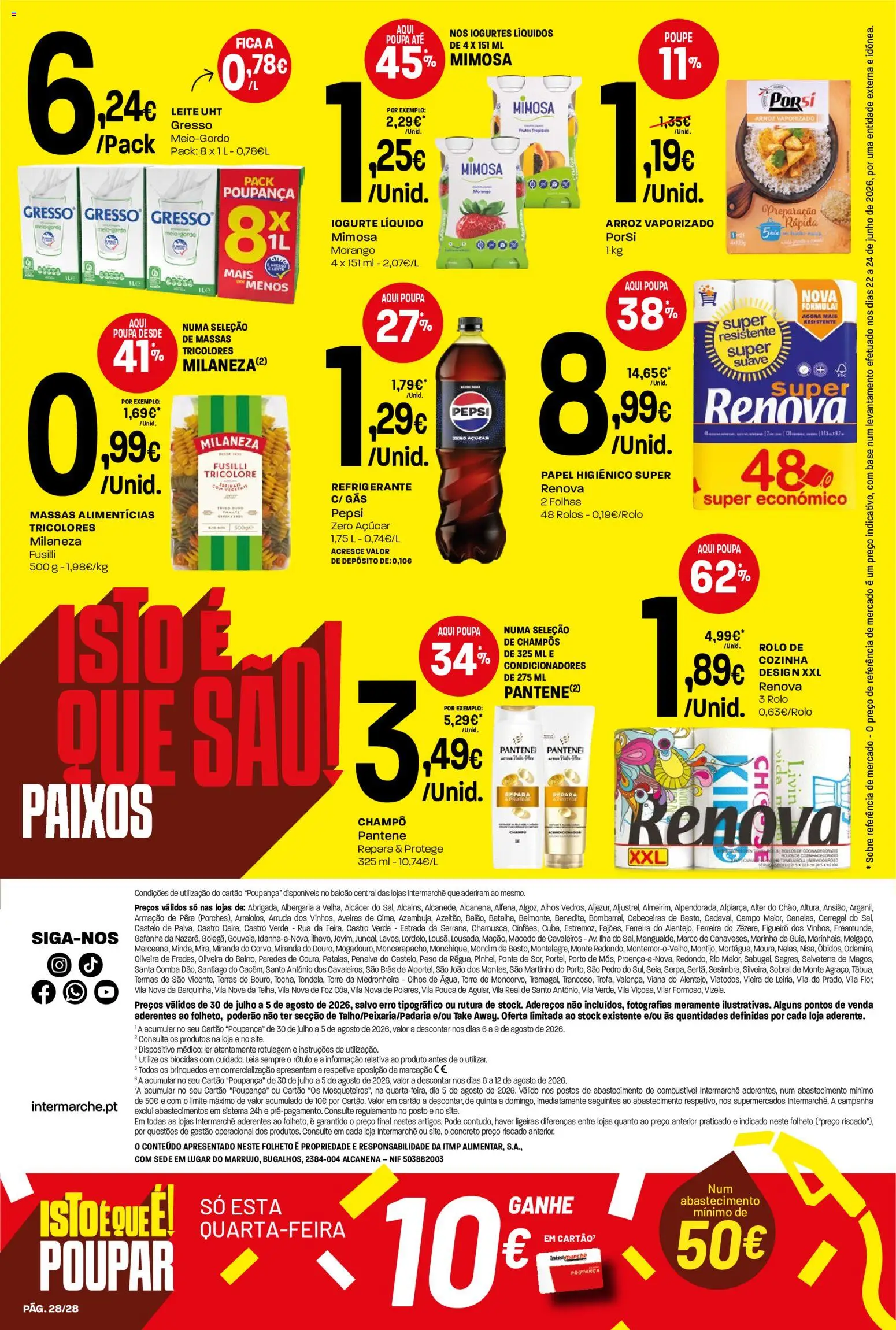 Intermarché Folheto Contact │ válido de 30/07/2026 | Página: 28 | Produtos: Milaneza, Iogurtes, Base, Arroz