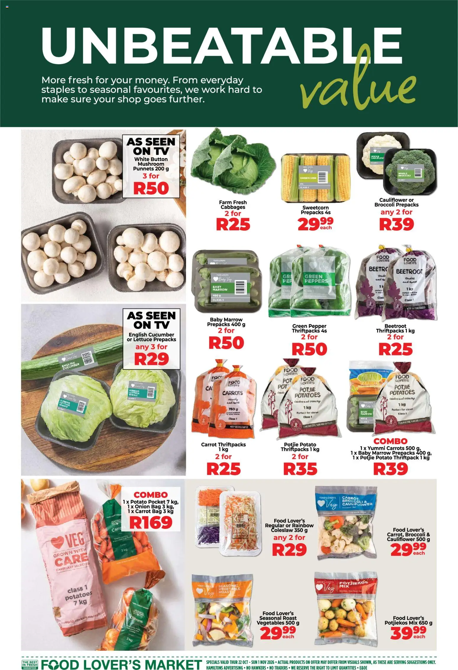 New Food Lover's Market catalogue – valid from 22/10/2026 | Page: 2 | Products: Bag, TV, Carrots, Lettuce
